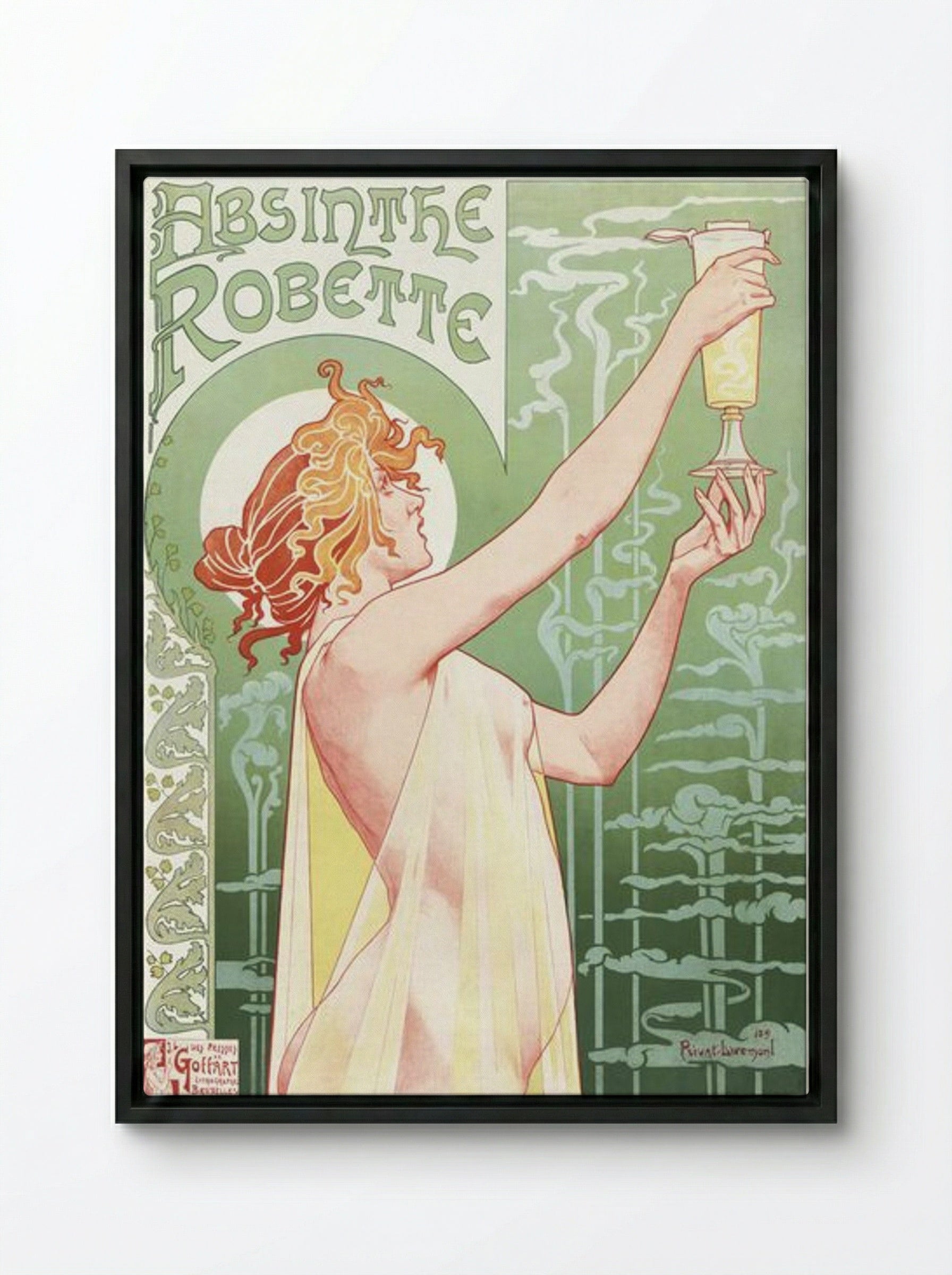 Absinthe Robette - Privat Livemont - Framed Canvas Black
