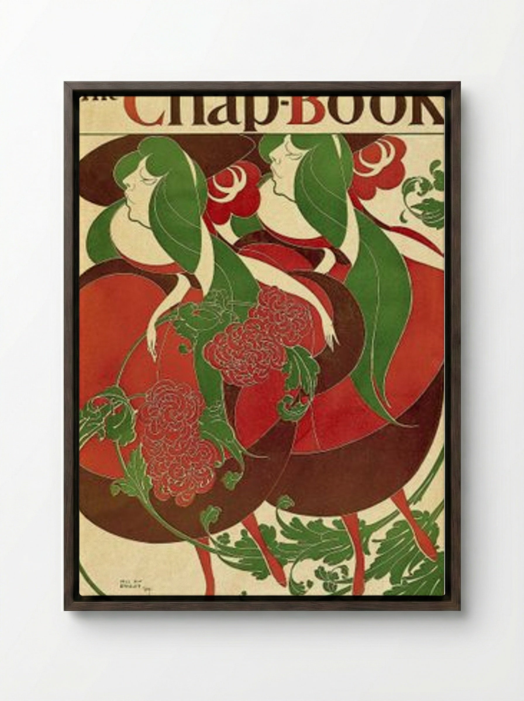 The Chap-Book: The Twins, May (Cover Design) - Will H. Bradley - Framed Canvas Dark Wood