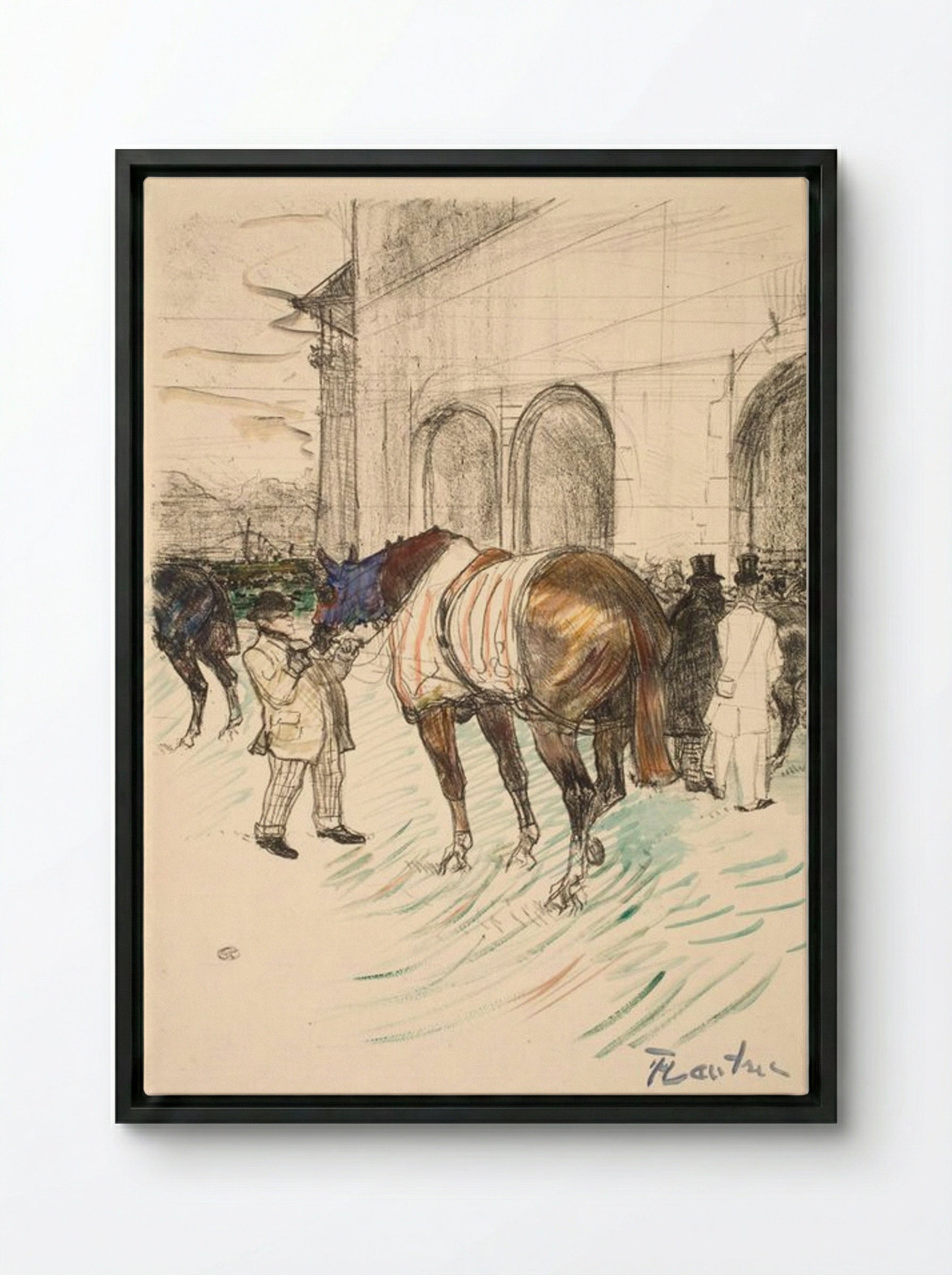 The Racetrack - Henri de Toulouse-Lautrec - Framed Canvas Black