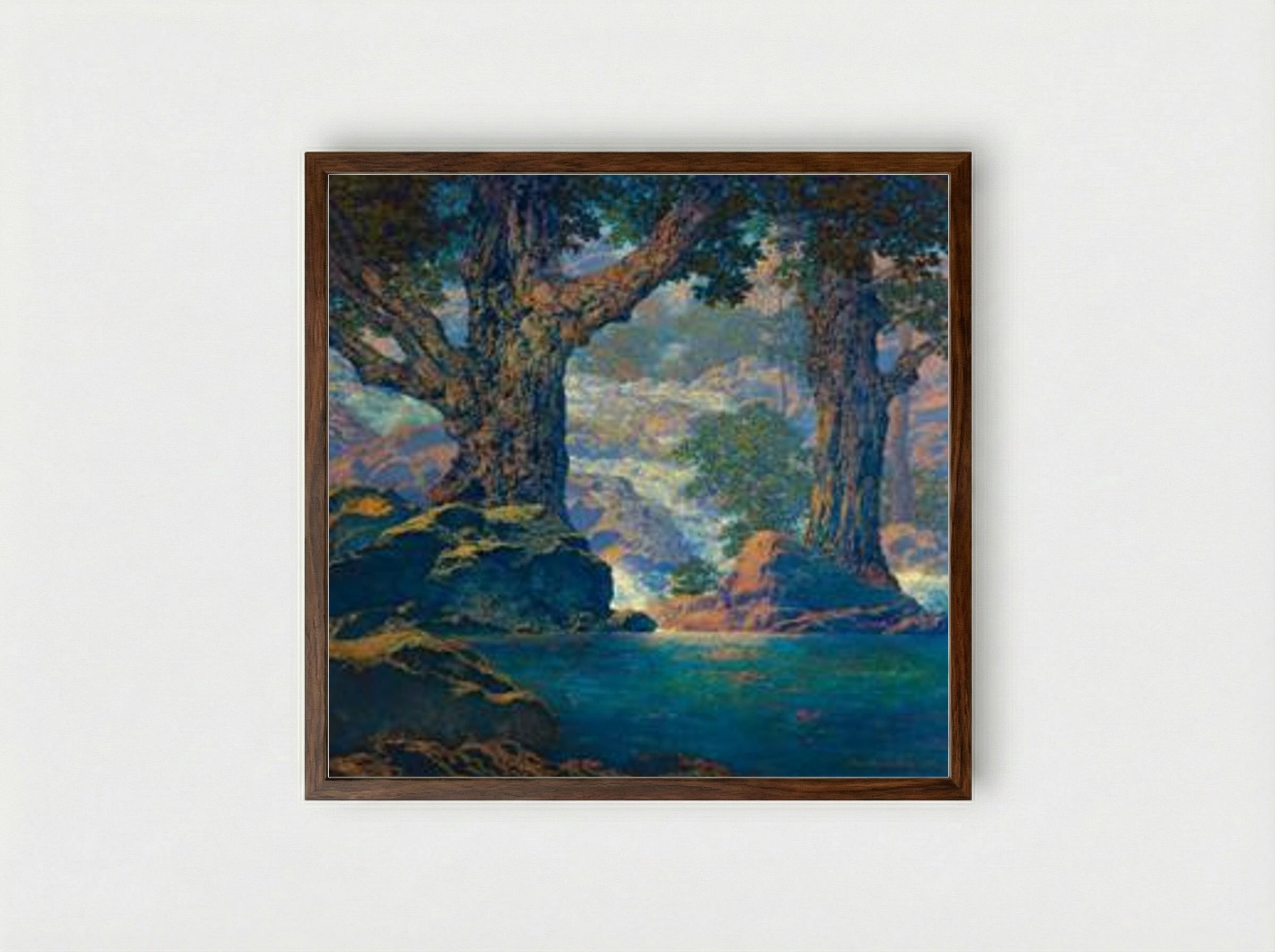 Cascades (Quiet Solitude) - Maxfield Parrish - Framed Print Dark Wood