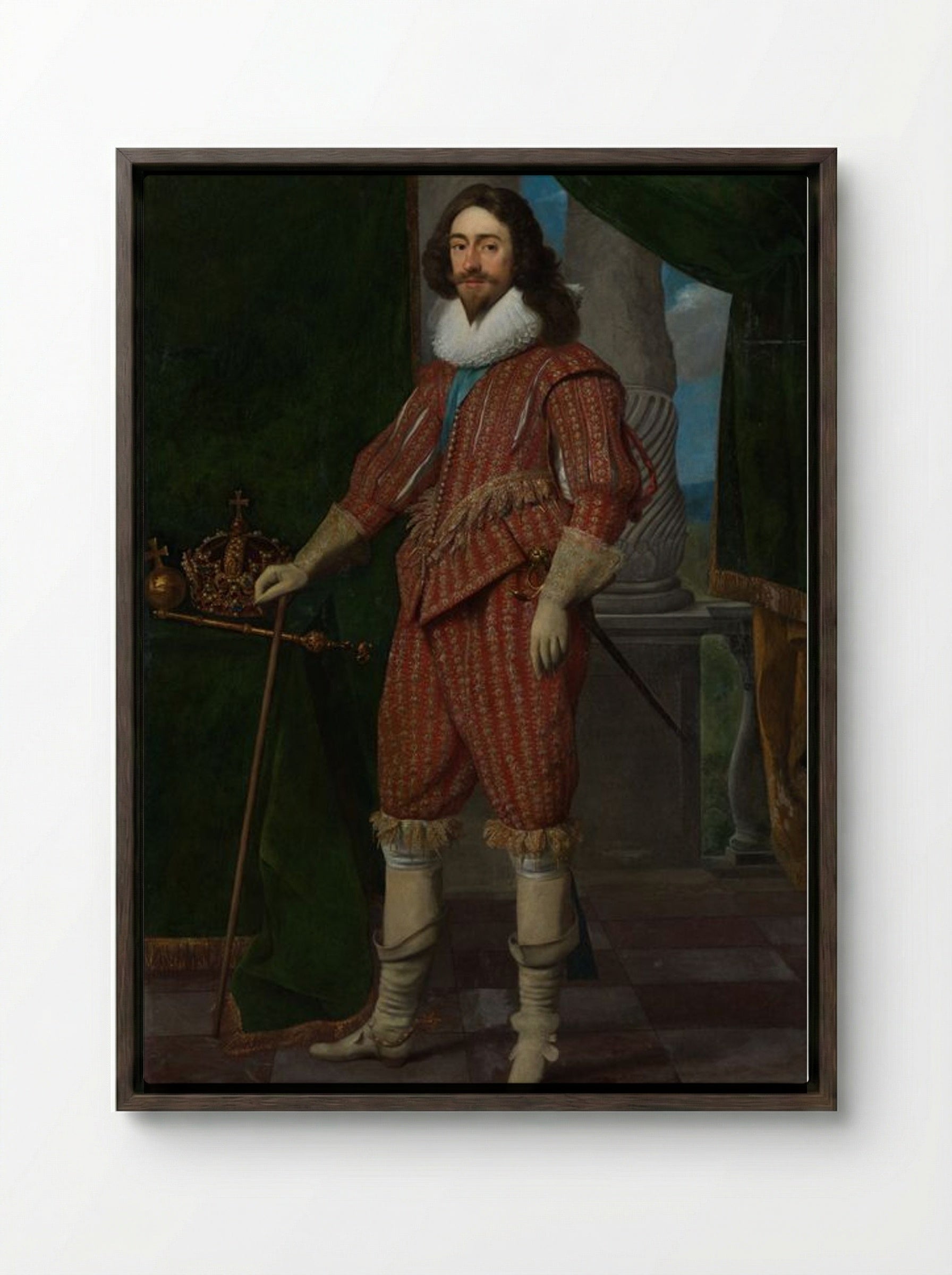 Charles I, King of England - Daniel Mijtens - Framed Canvas Dark Wood