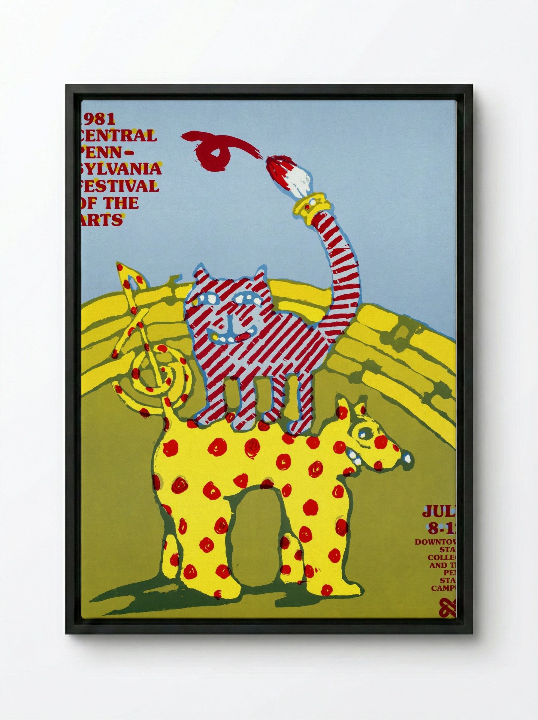 1981 Central Pennsylvania Festival of the Arts Poster - Larry Scharmett - Framed Canvas Black