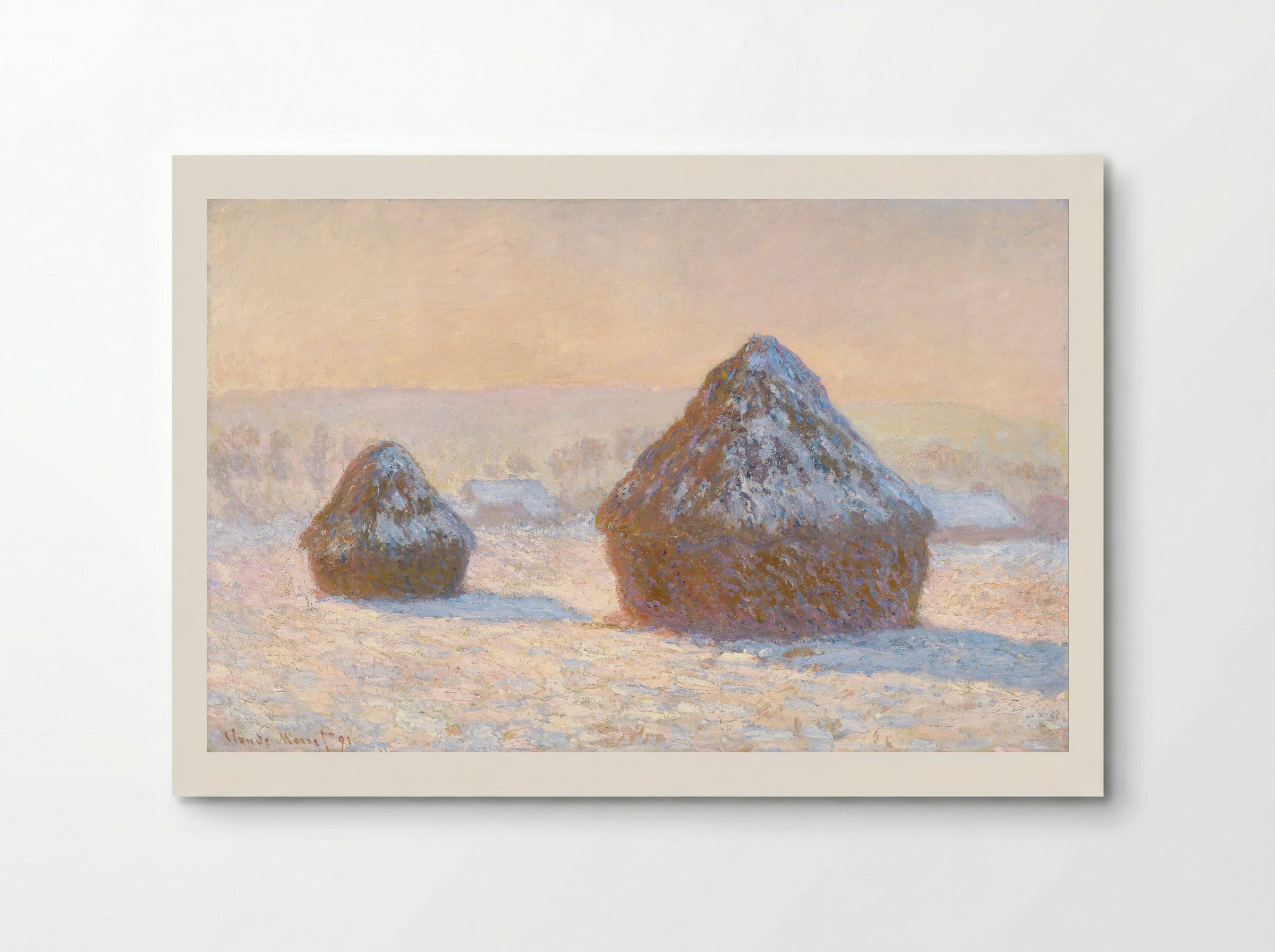 Wheatstacks, Snow Effect, Morning - Claude Monet - Poster