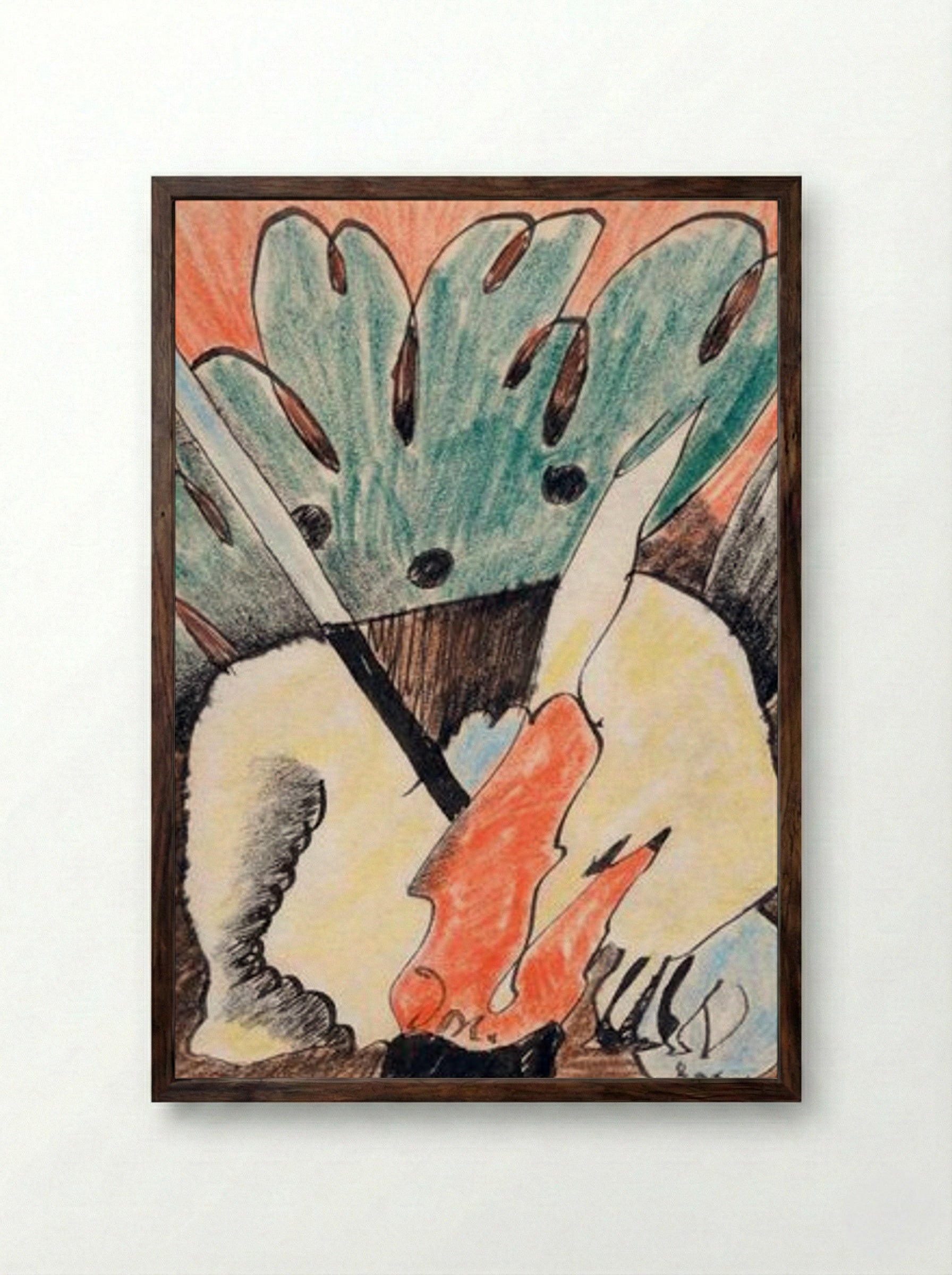 Untitled (Abstracted Forms, Coloured Pencil) - Arthur Dove - Framed Print Dark Wood