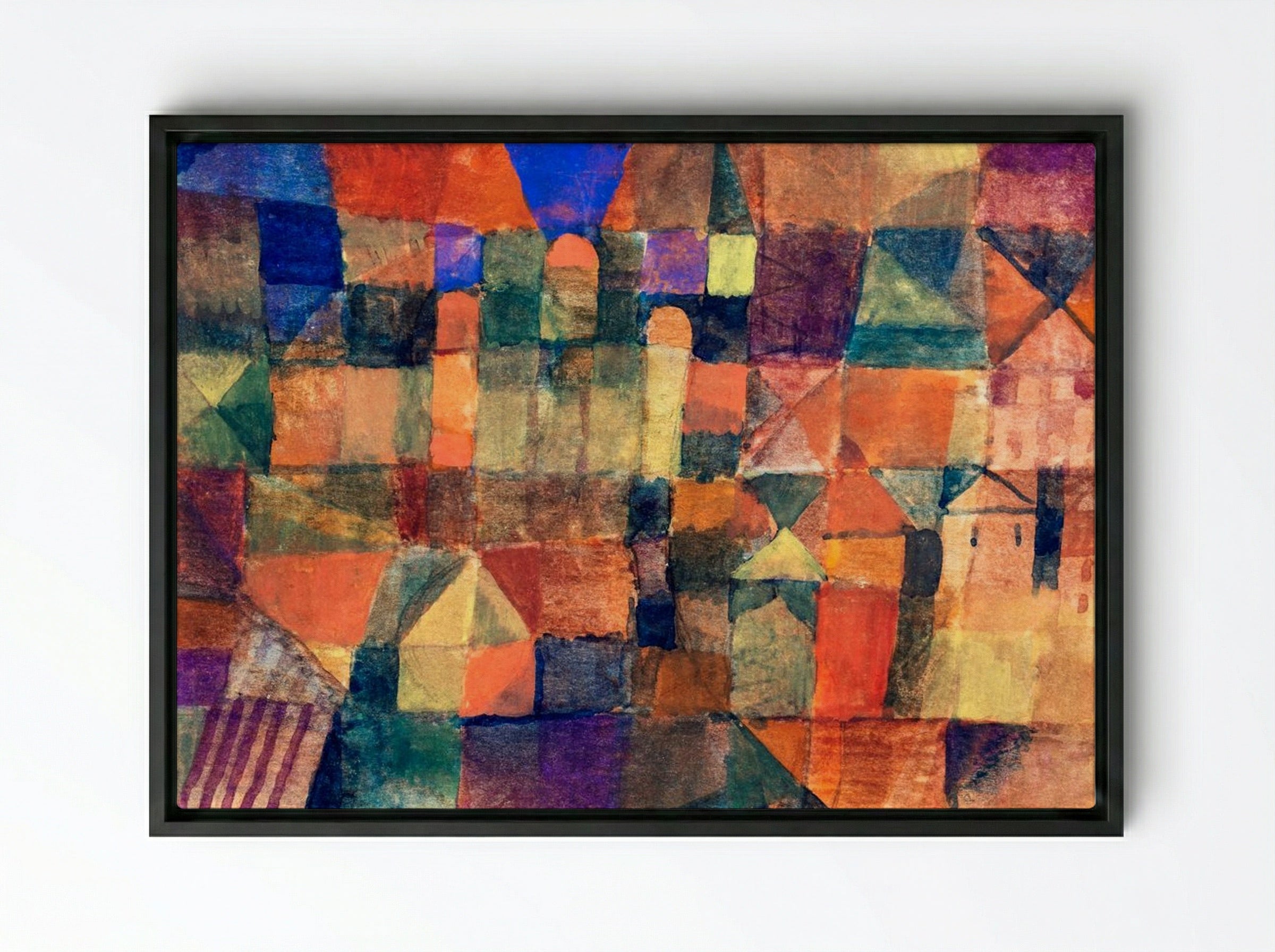 City with the Three Domes - Paul Klee - Framed Canvas Black