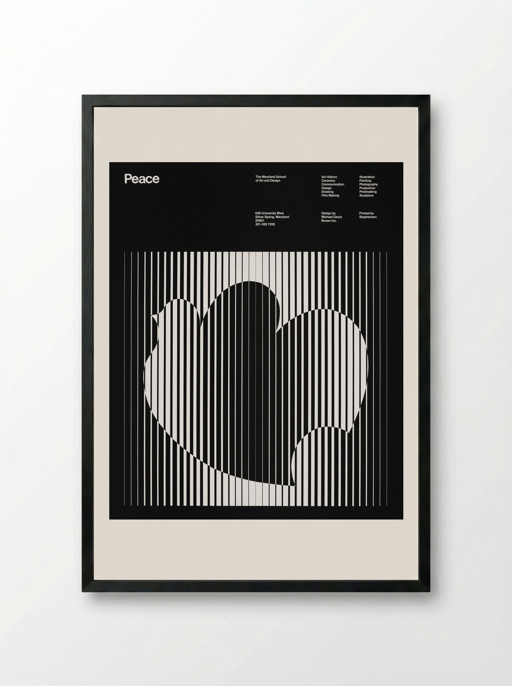 Peace (Maryland School of Art and Design Poster) - Michael David Brown - Framed Print Black