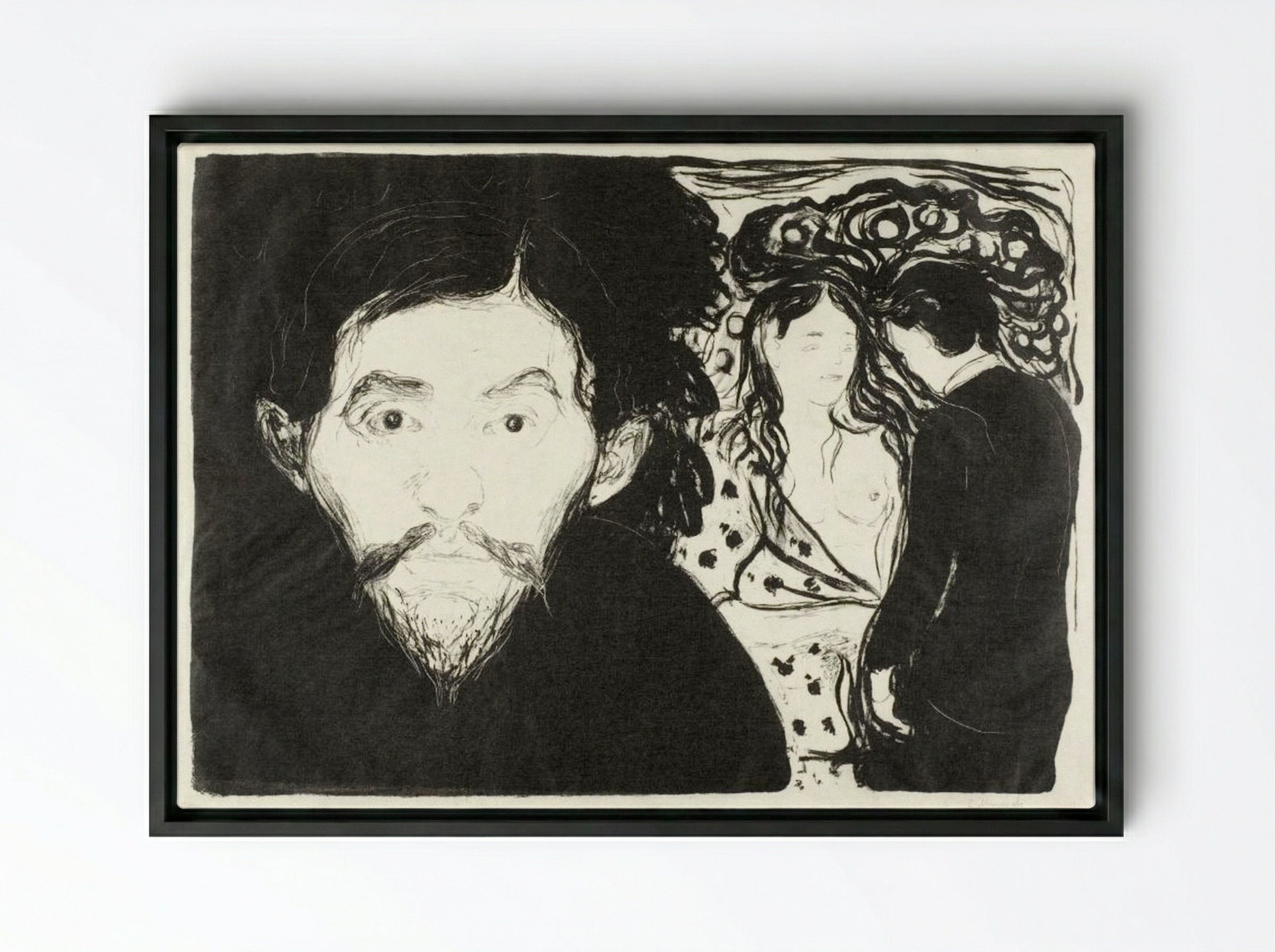 Jealousy I - Edvard Munch - Framed Canvas Black