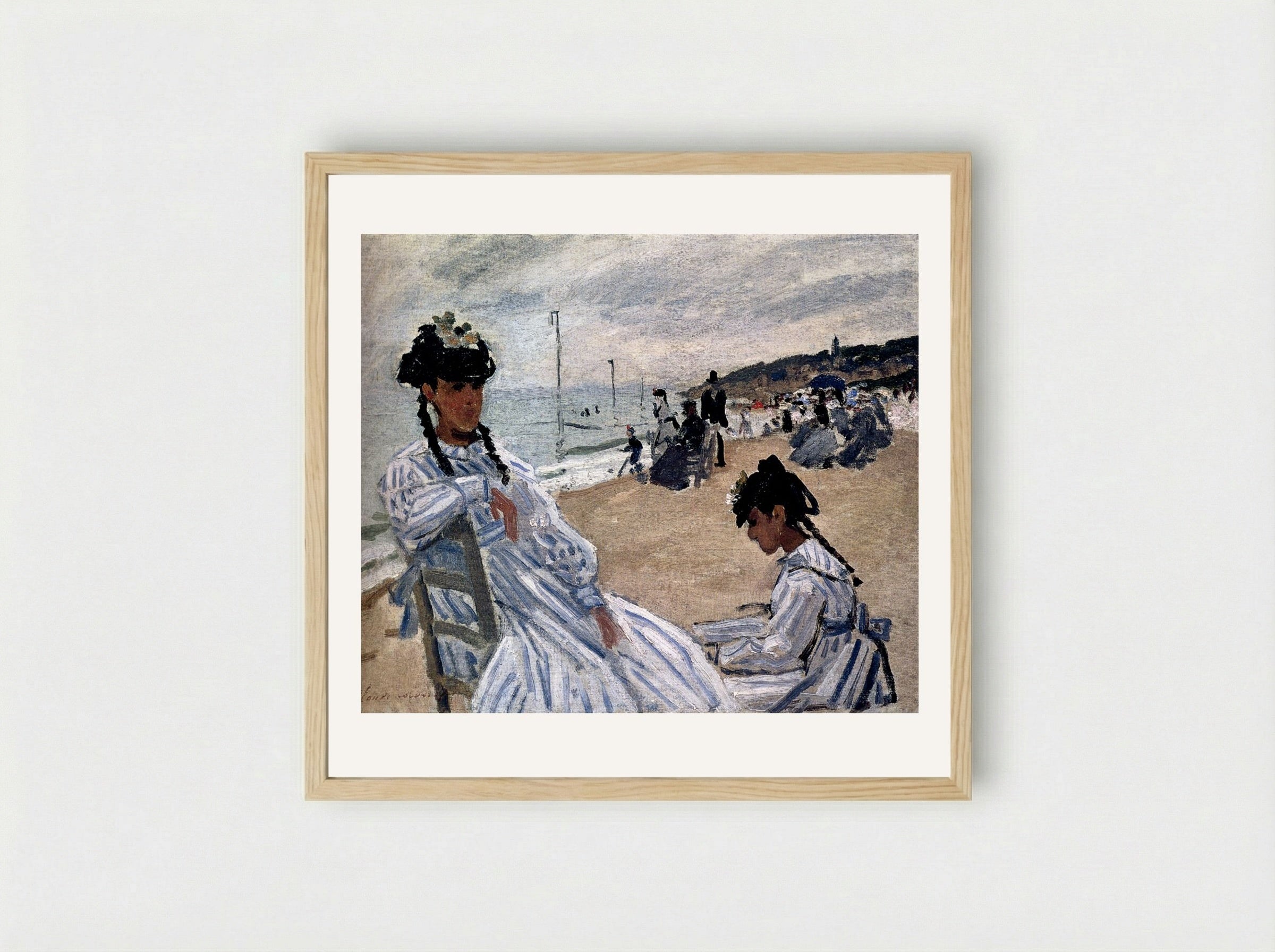 On the Beach at Trouville - Claude Monet - Framed Print Wood