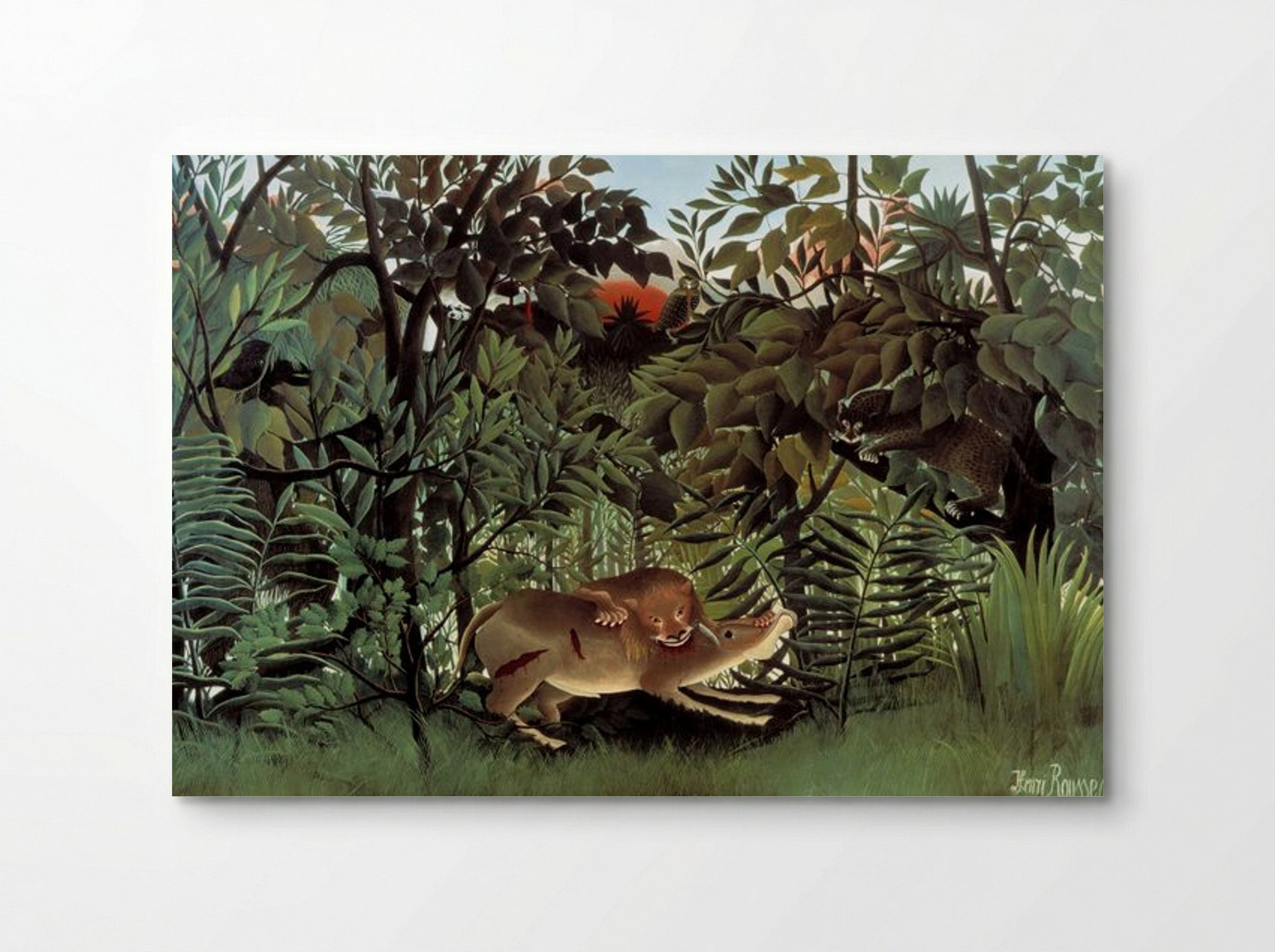 The Hungry Lion Throws Itself on the Antelope - Henri Rousseau - Poster