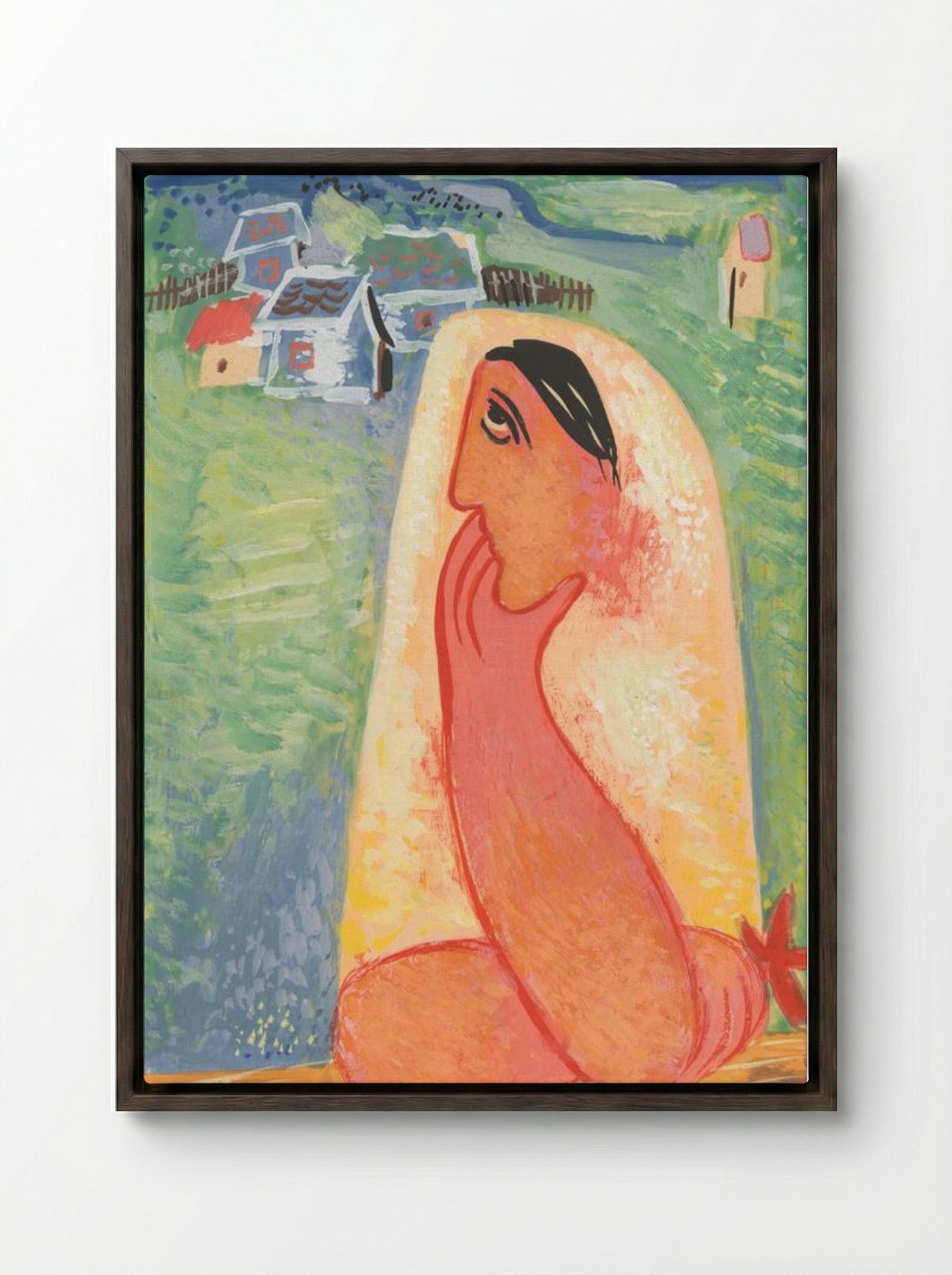 Villager - Mikuláš Galanda - Framed Canvas Dark Wood