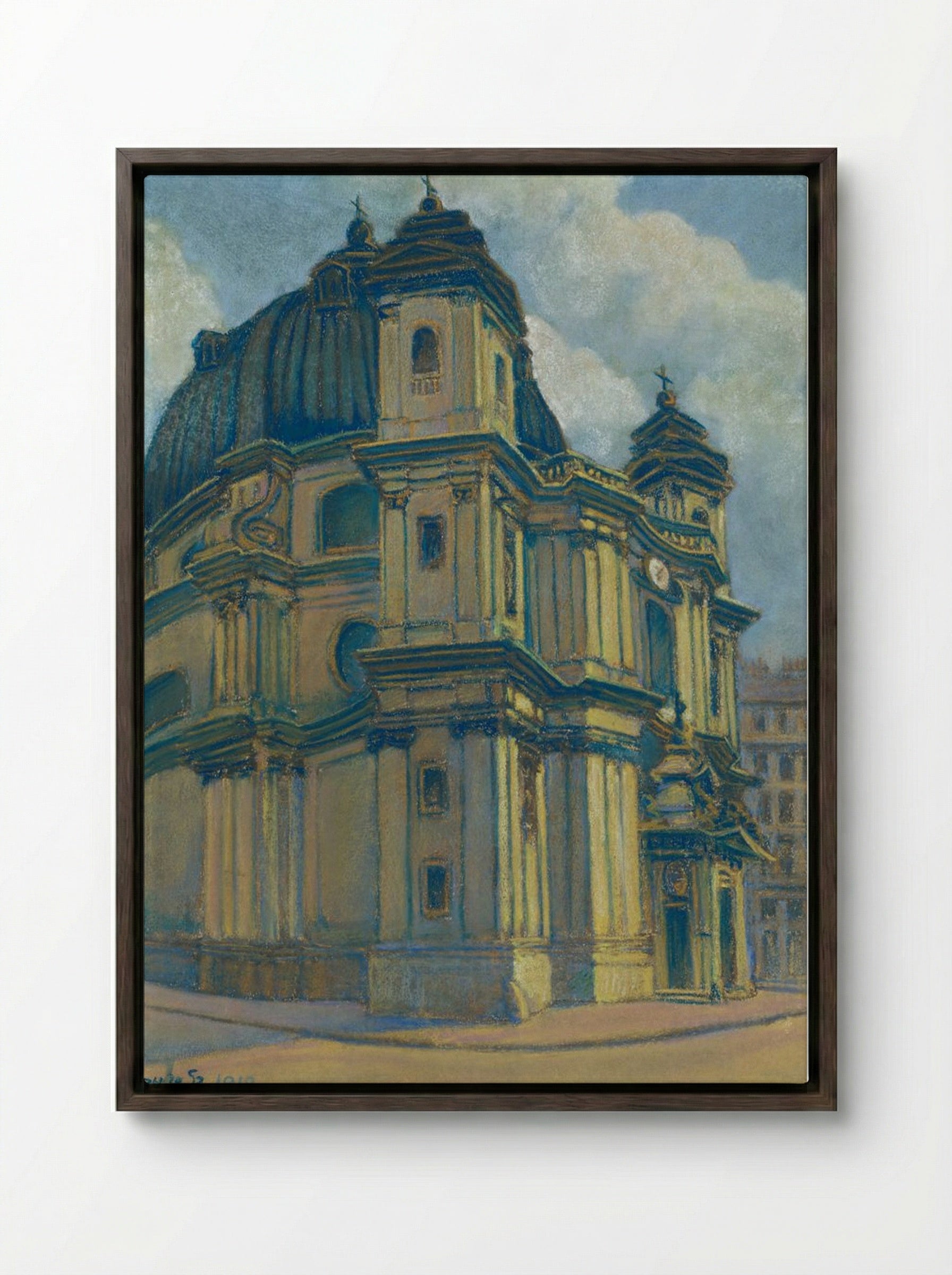Church in Vienna - Konstantin Bauer - Framed Canvas Dark Wood