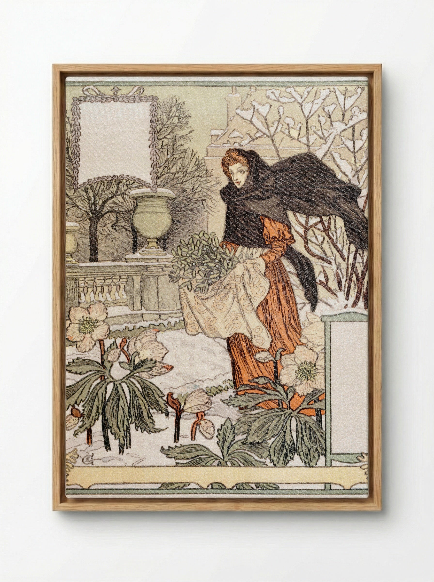 Allégorie du mois de Décembre - Eugène Grasset - Framed Canvas Wood