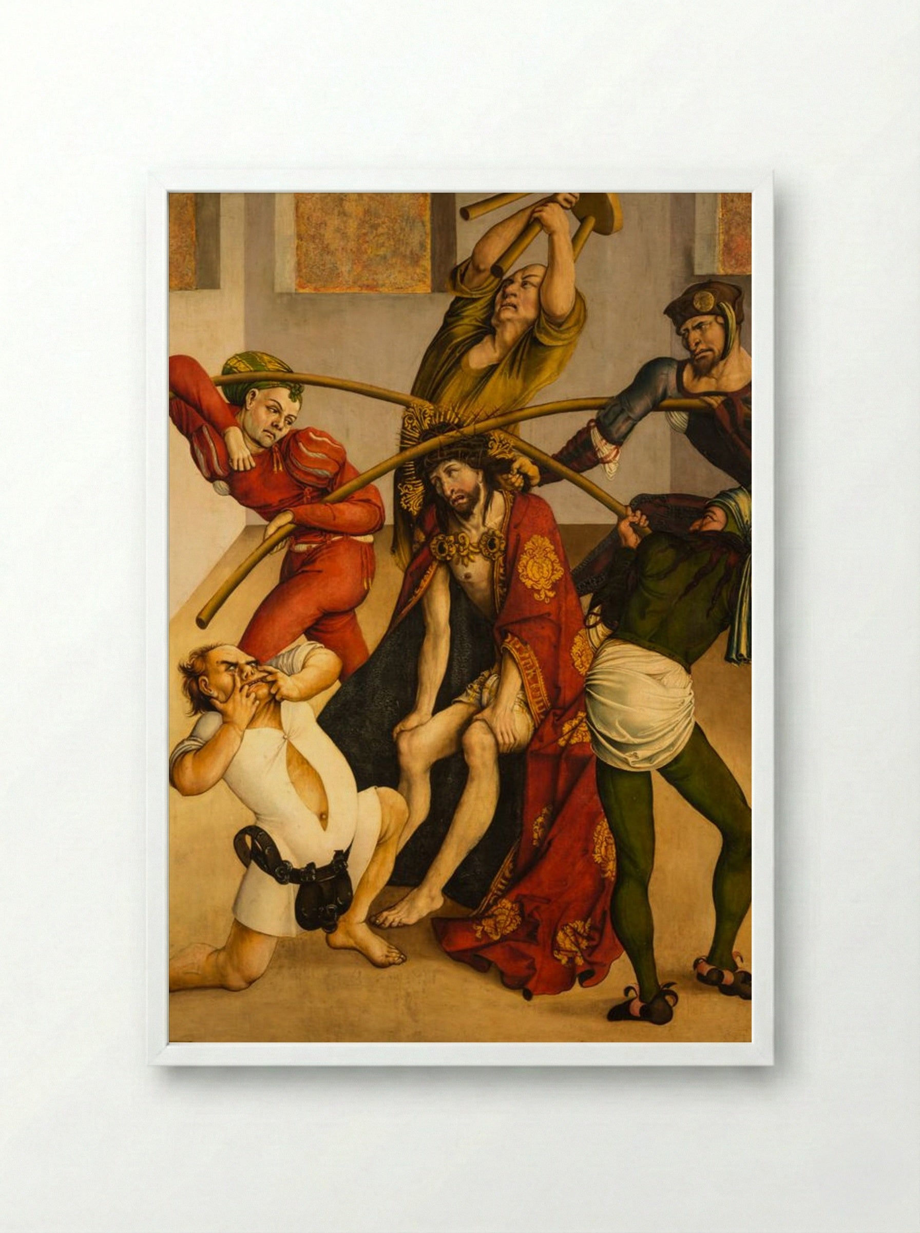 The Mocking of Christ (Melk Altar) - Jörg Breu the Elder - Framed Print White