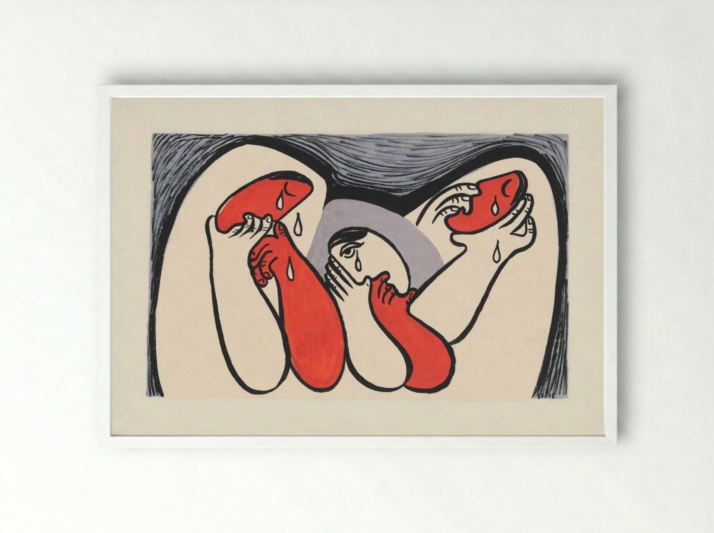 Crying Women - Mikuláš Galanda - Framed Print White