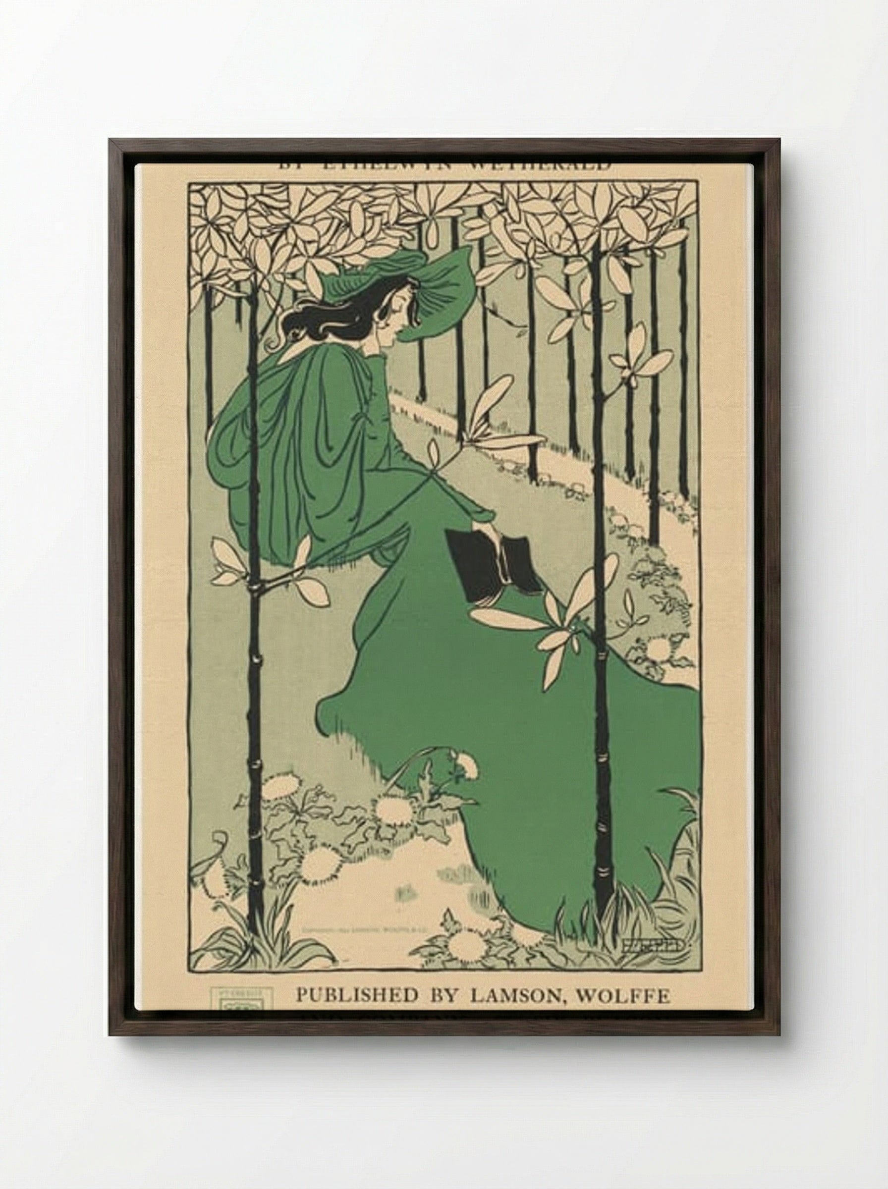 The House of the Trees and Other Poems by Ethelwyn Wetherald (Book Cover) - Ethel Reed - Framed Canvas Dark Wood