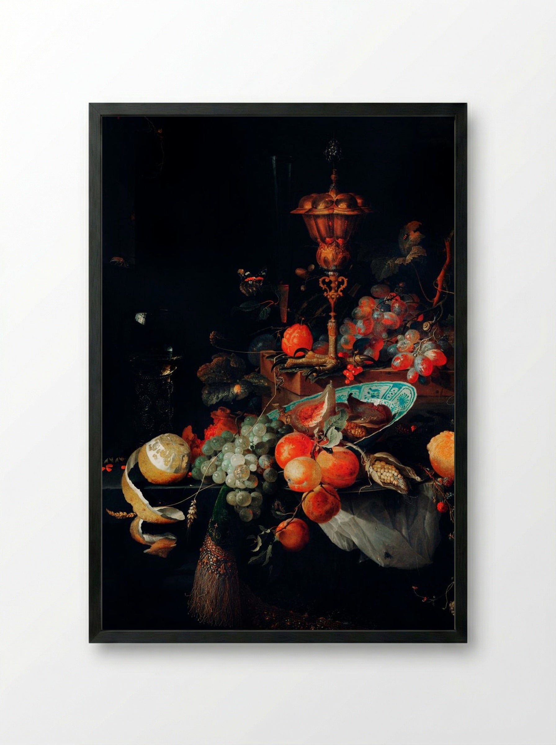 Fruits - Abraham Mignon - Framed Print Black