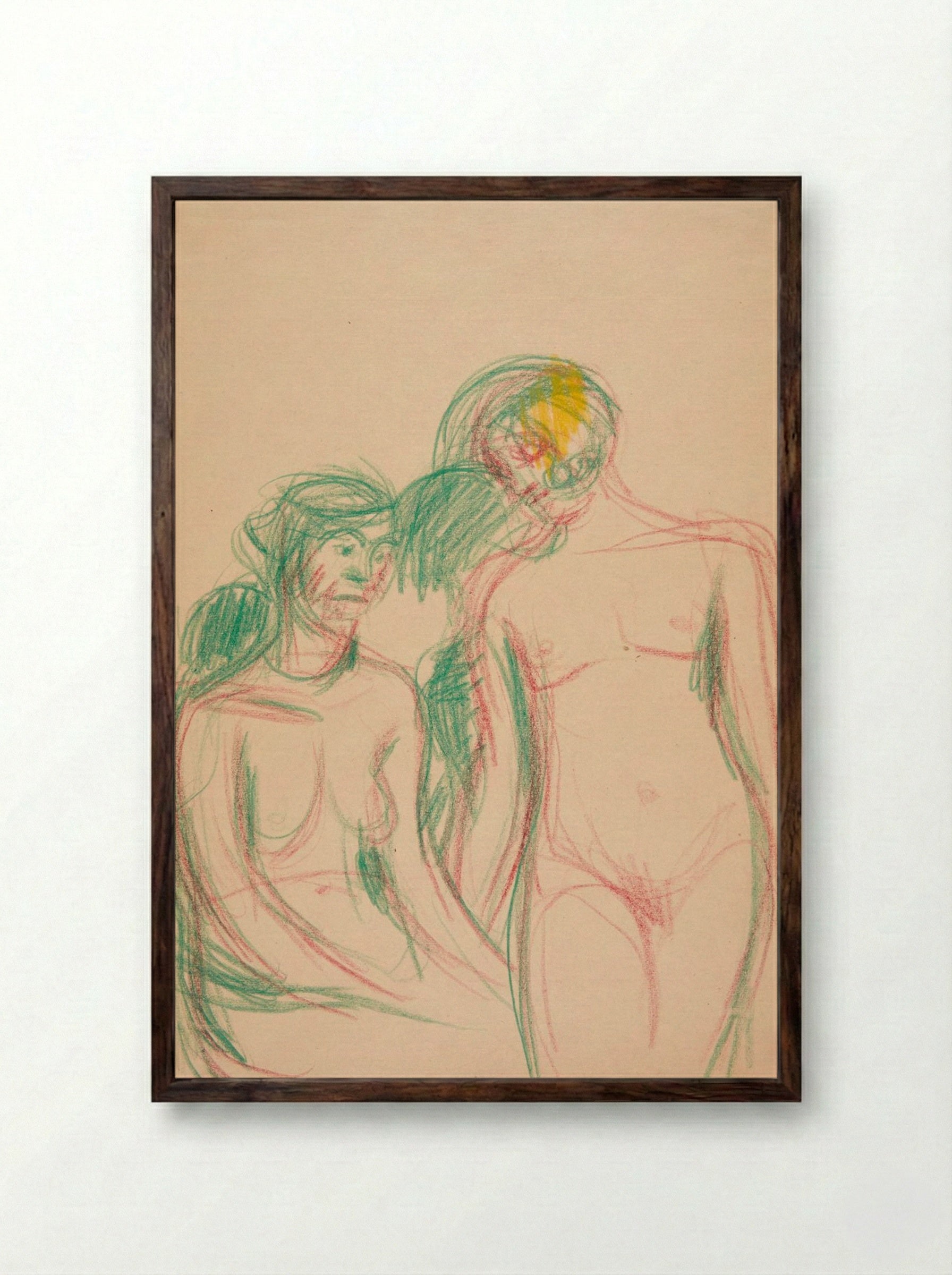 A Seated and a Standing Female Model - Harald Giersing - Framed Print Dark Wood