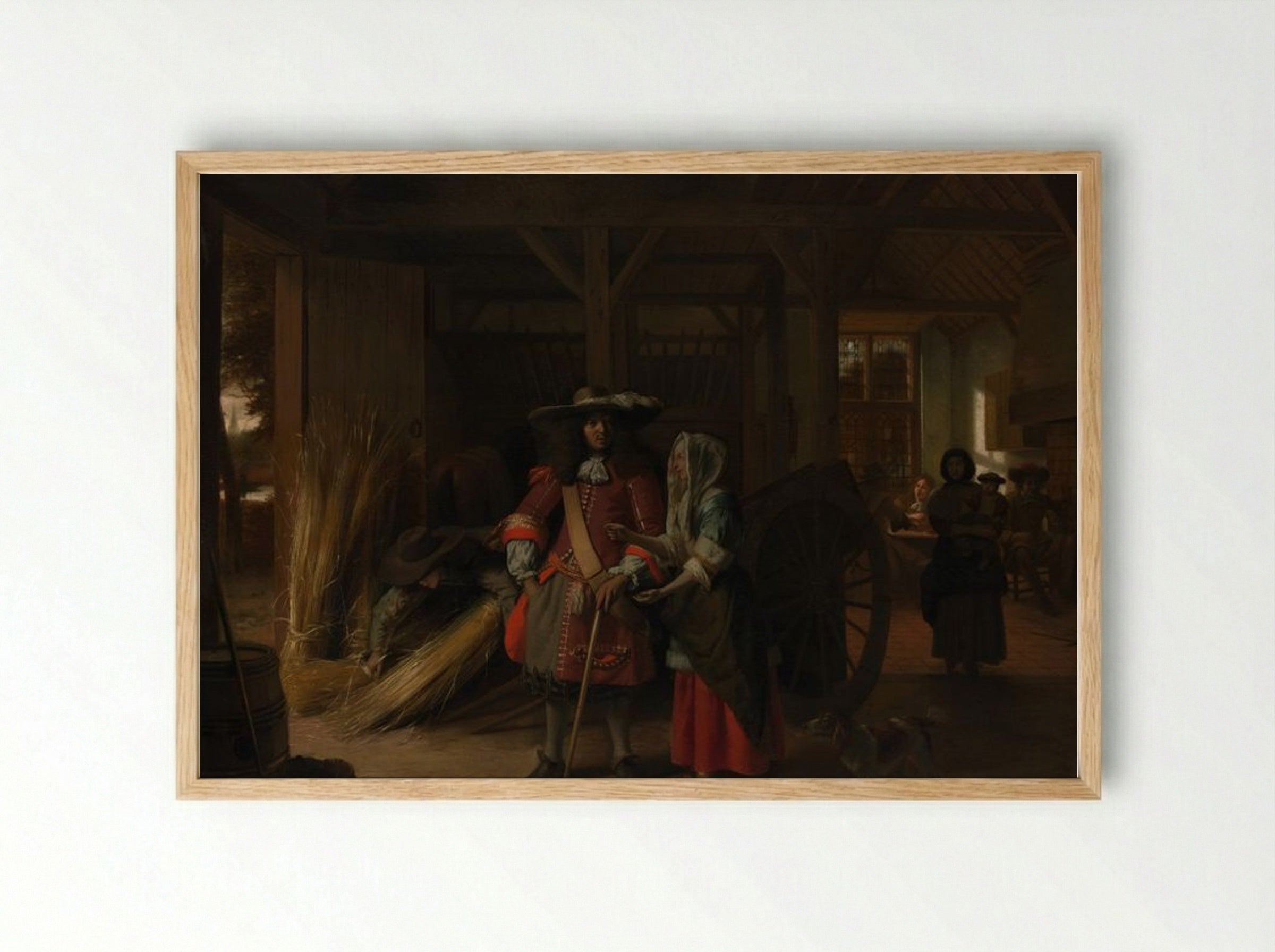 Paying the Hostess - Pieter de Hooch - Framed Print Wood
