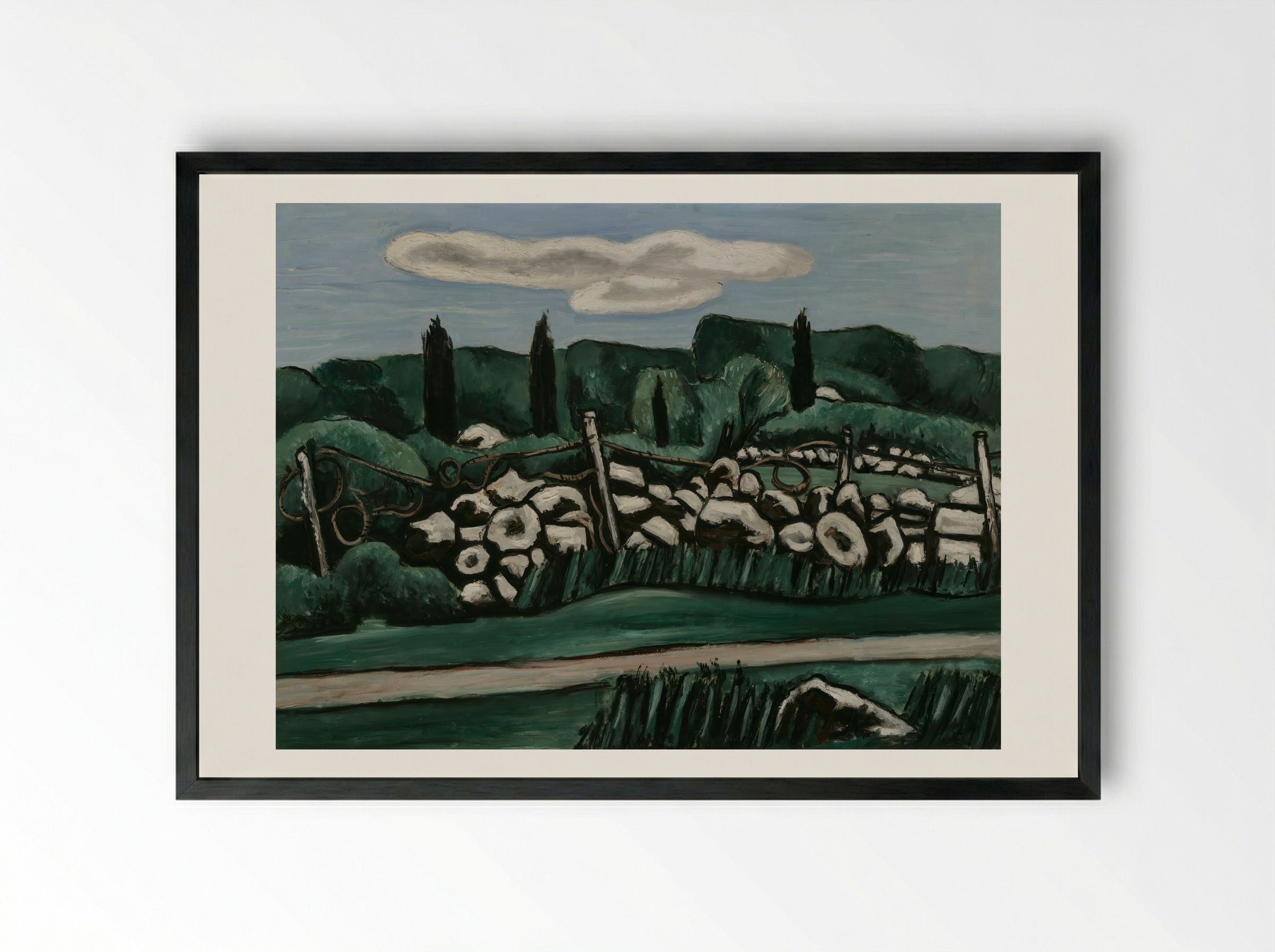 The Last Stone Walls, Dogtown - Marsden Hartley - Framed Print Black