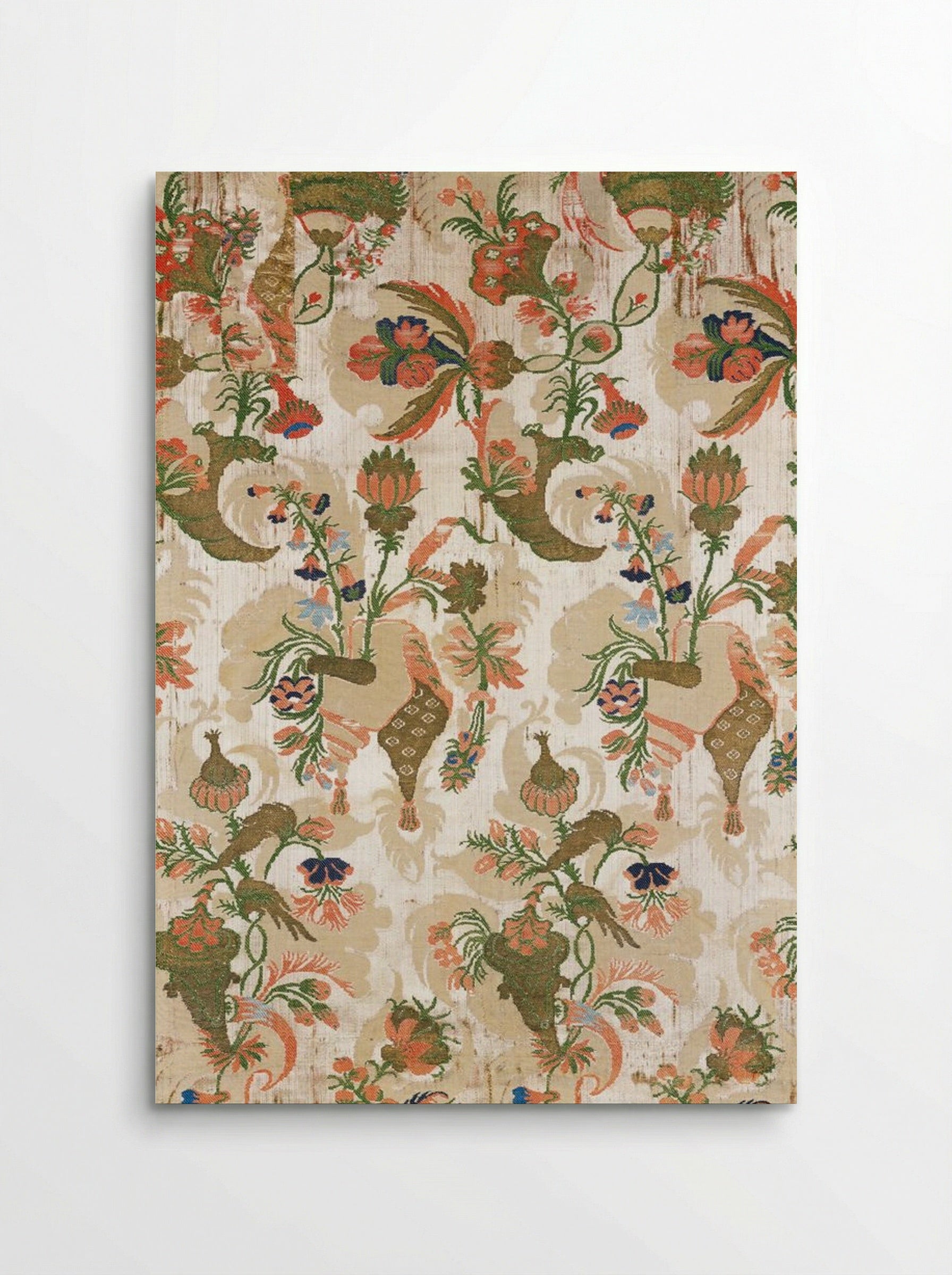 Panel (Floral and Bird Pattern, Textile Design) - Fine Art Print - Poster