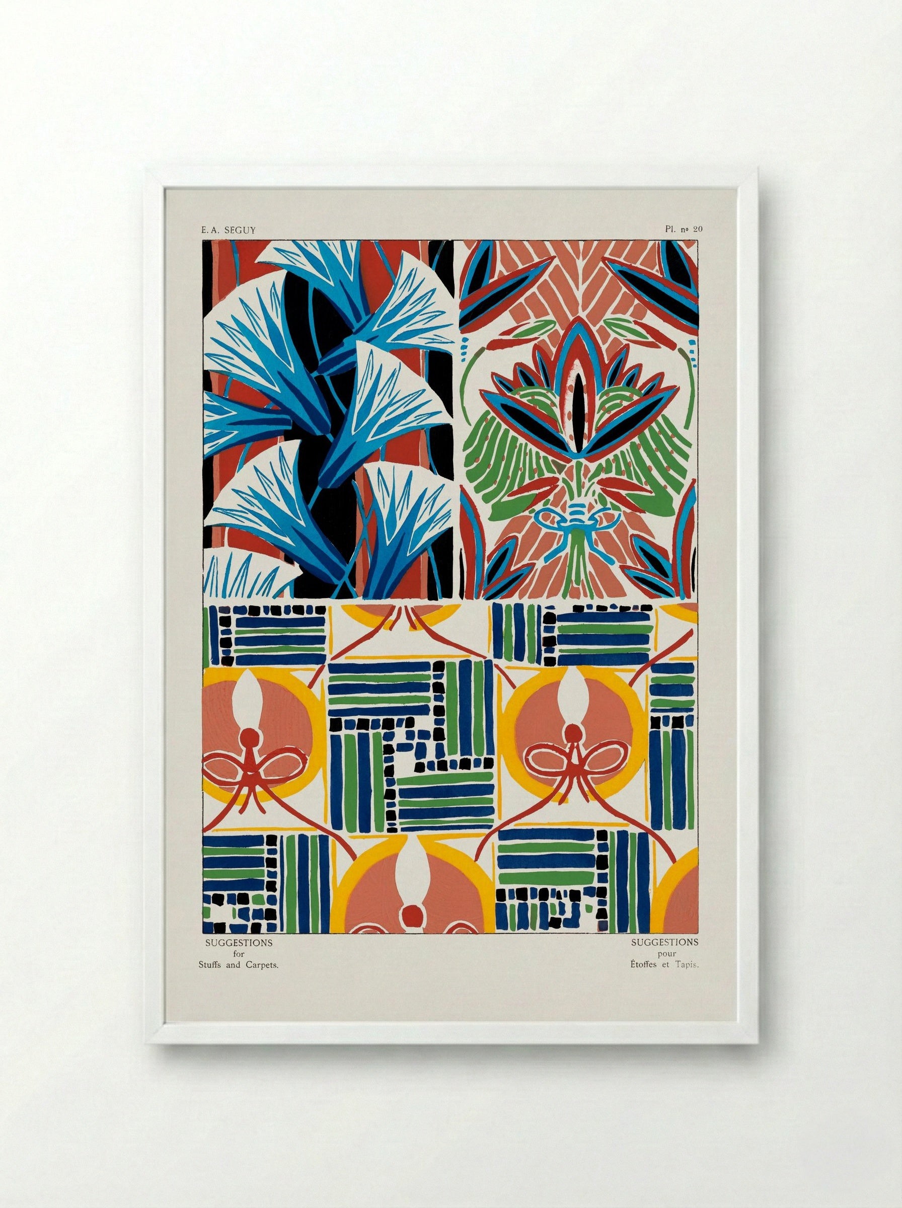 Floral Pattern No. 20 (Textile Design) - Émile-Allain Séguy - Framed Print White
