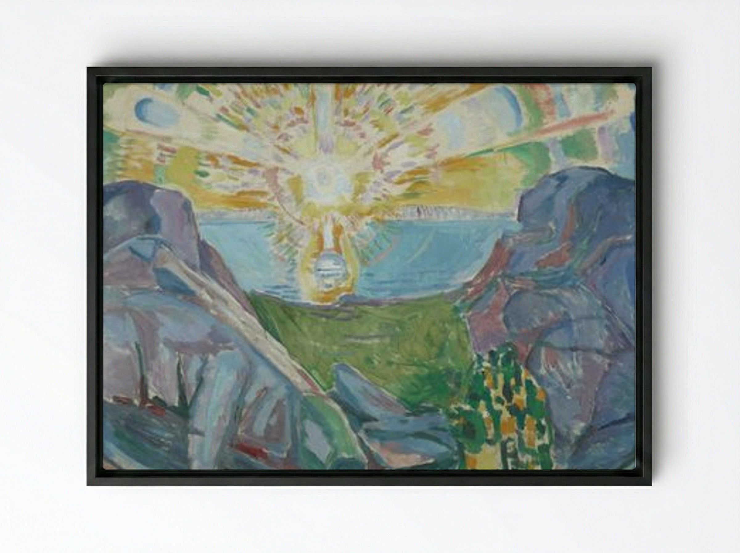 The Sun - Edvard Munch - Framed Canvas Black