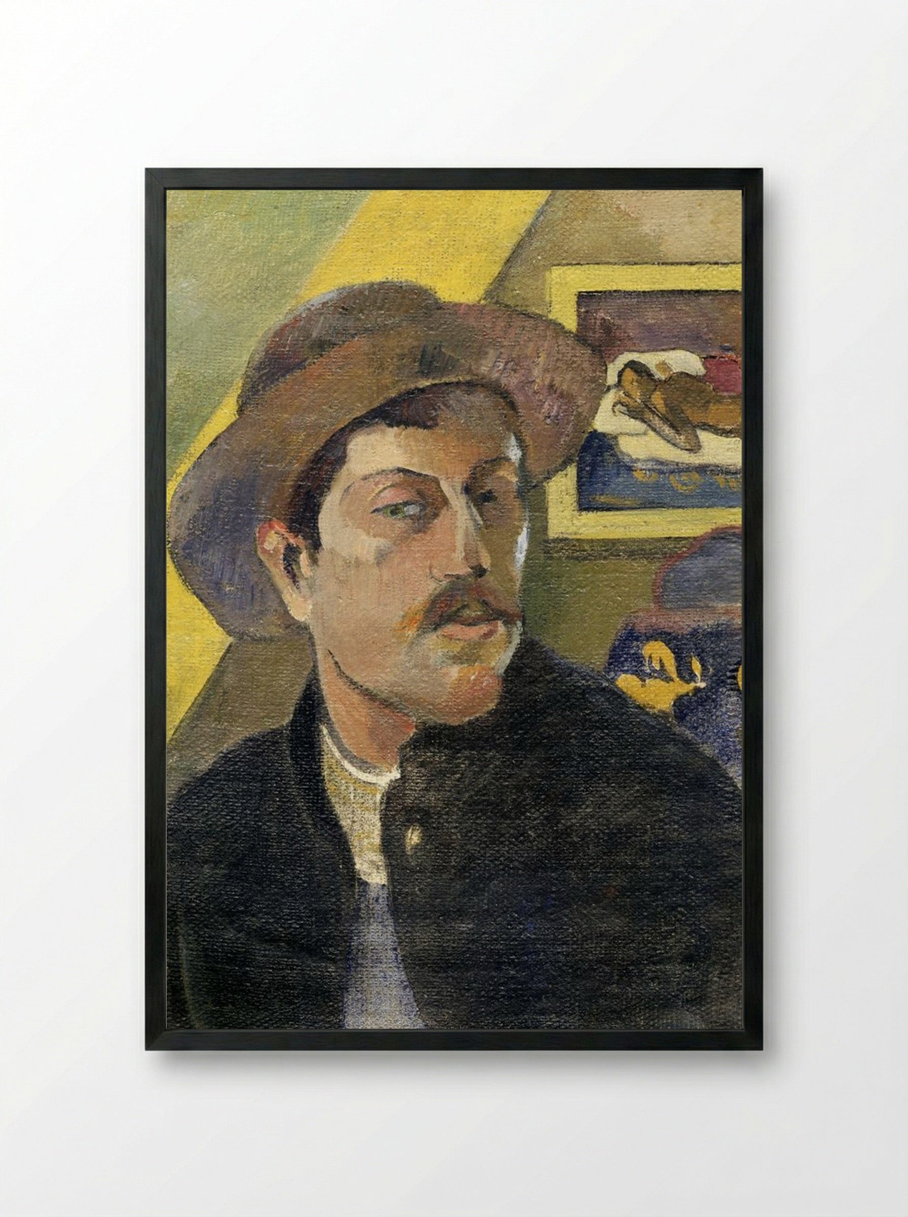 Self-Portrait in a Hat - Paul Gauguin - Framed Print Black