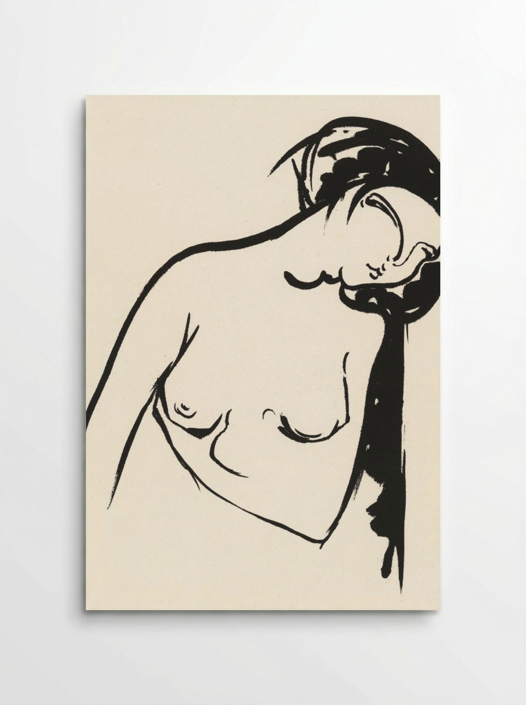 Naakte vrouw die haar borst aanraakt (Nude Woman Touching Her Breast) - Henri Jonas - Poster