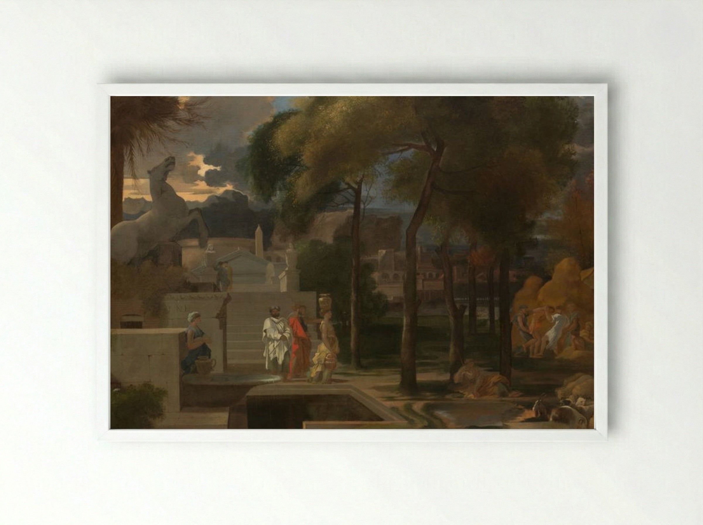 A Classical Landscape - Sébastien Bourdon - Framed Print White