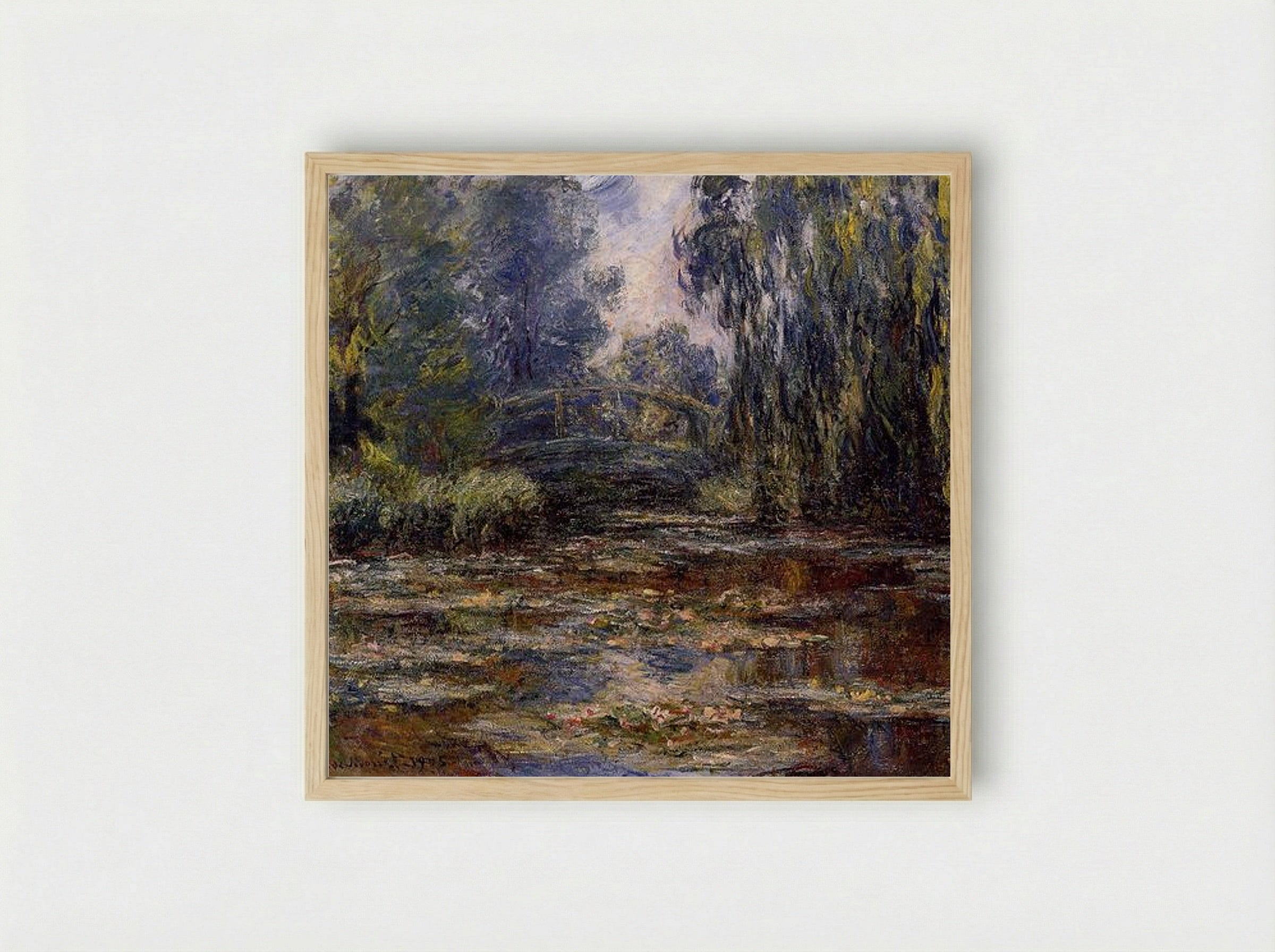 The Water Lily Pond and Bridge - Claude Monet - Framed Print Wood