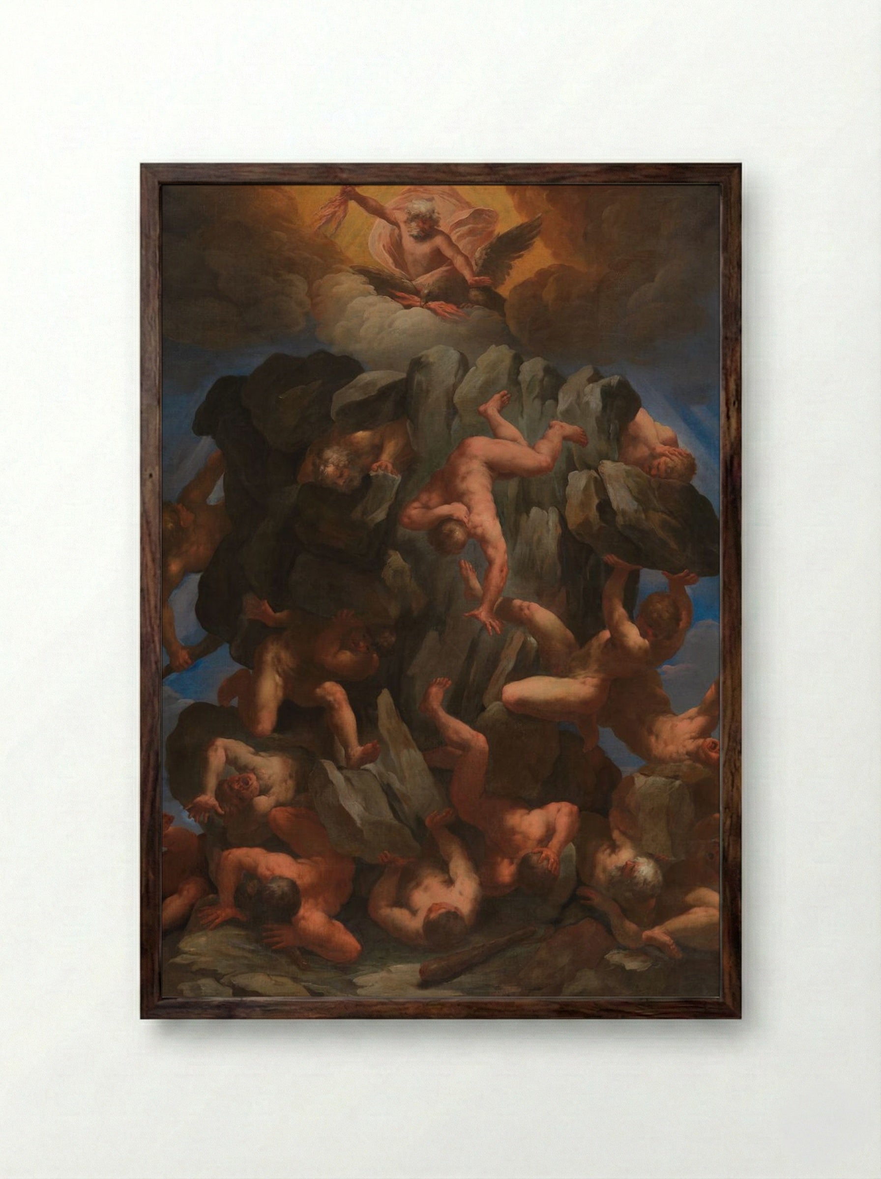 The Fall of the Giants - Guido Reni - Framed Print Dark Wood