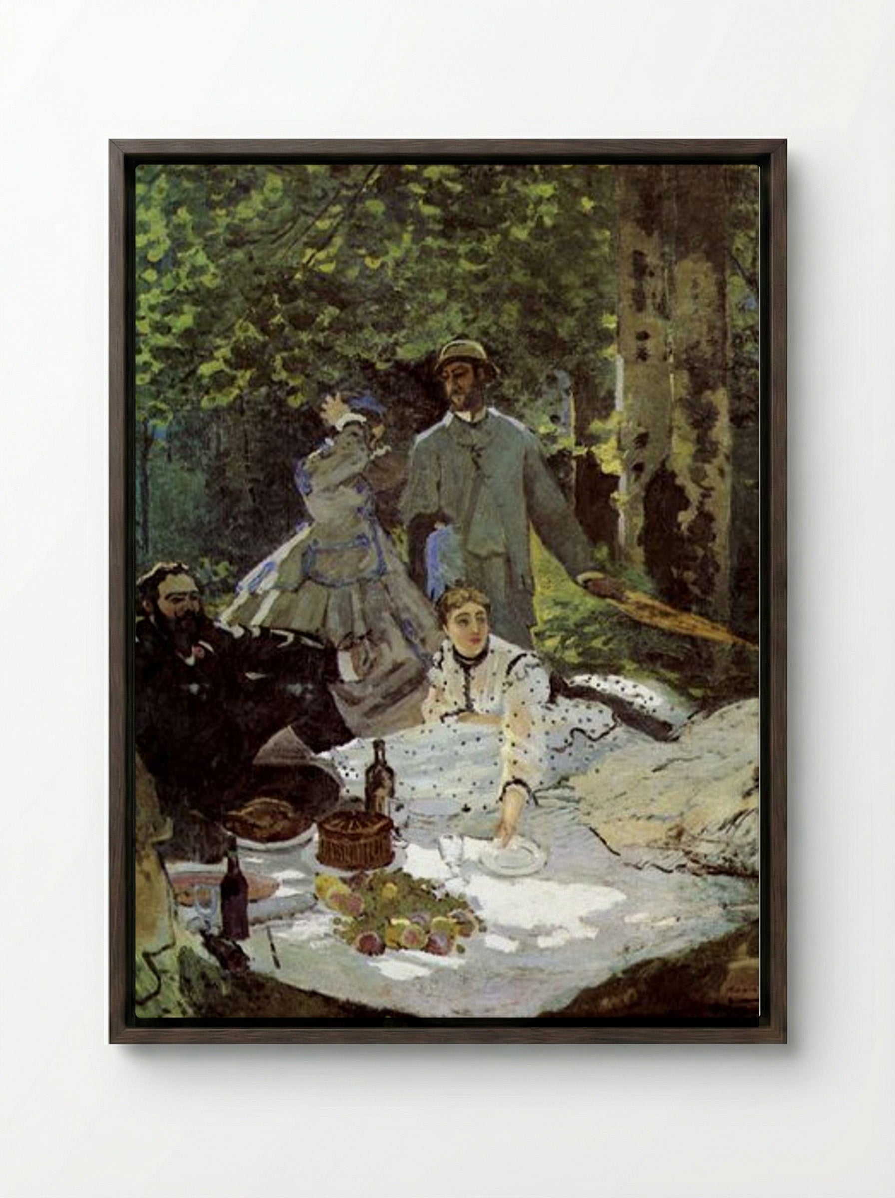 Le Déjeuner sur l'herbe - Claude Monet - Framed Canvas Dark Wood