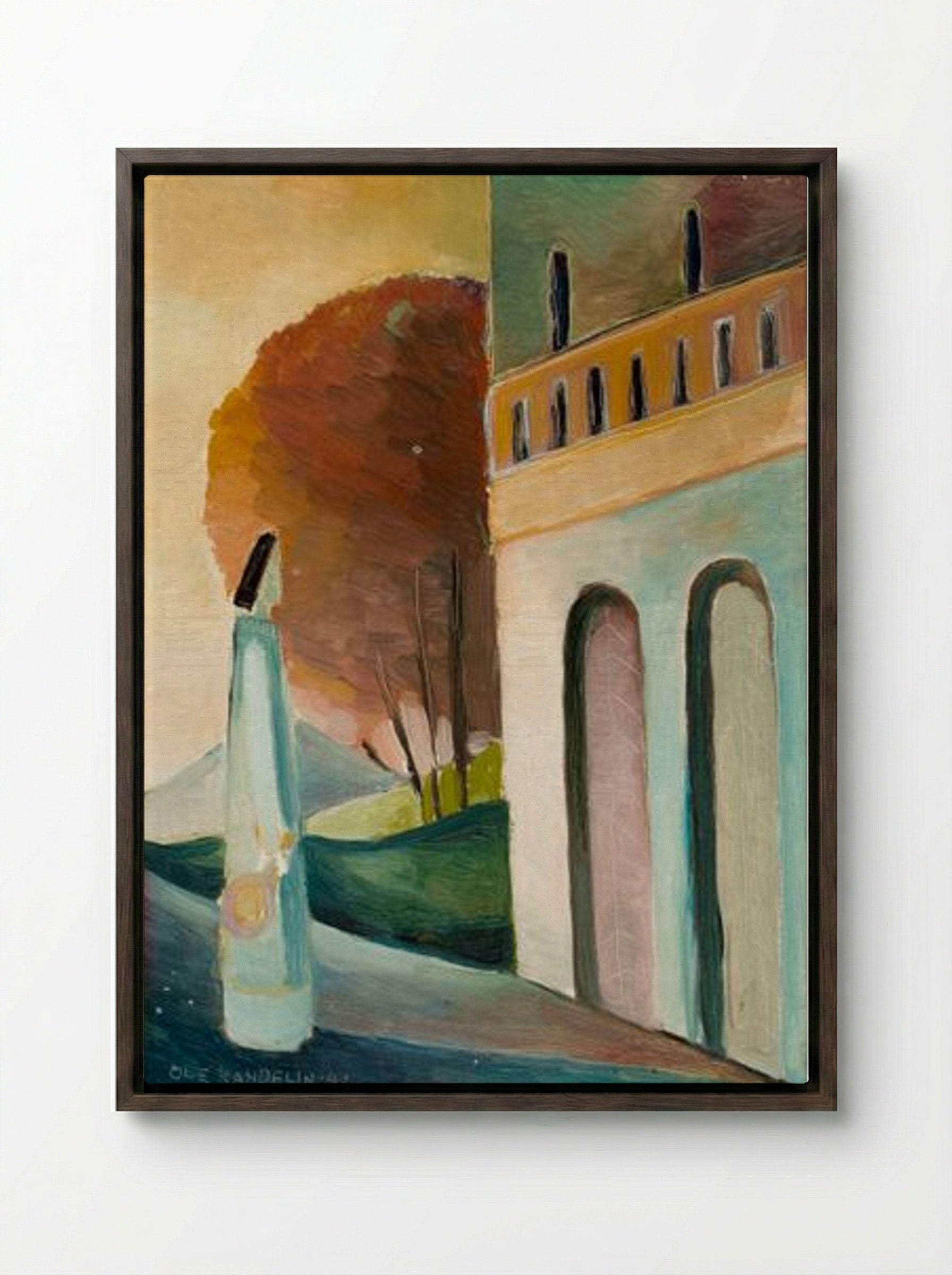 At a Palace Gate - Ole Kandelin - Framed Canvas Dark Wood