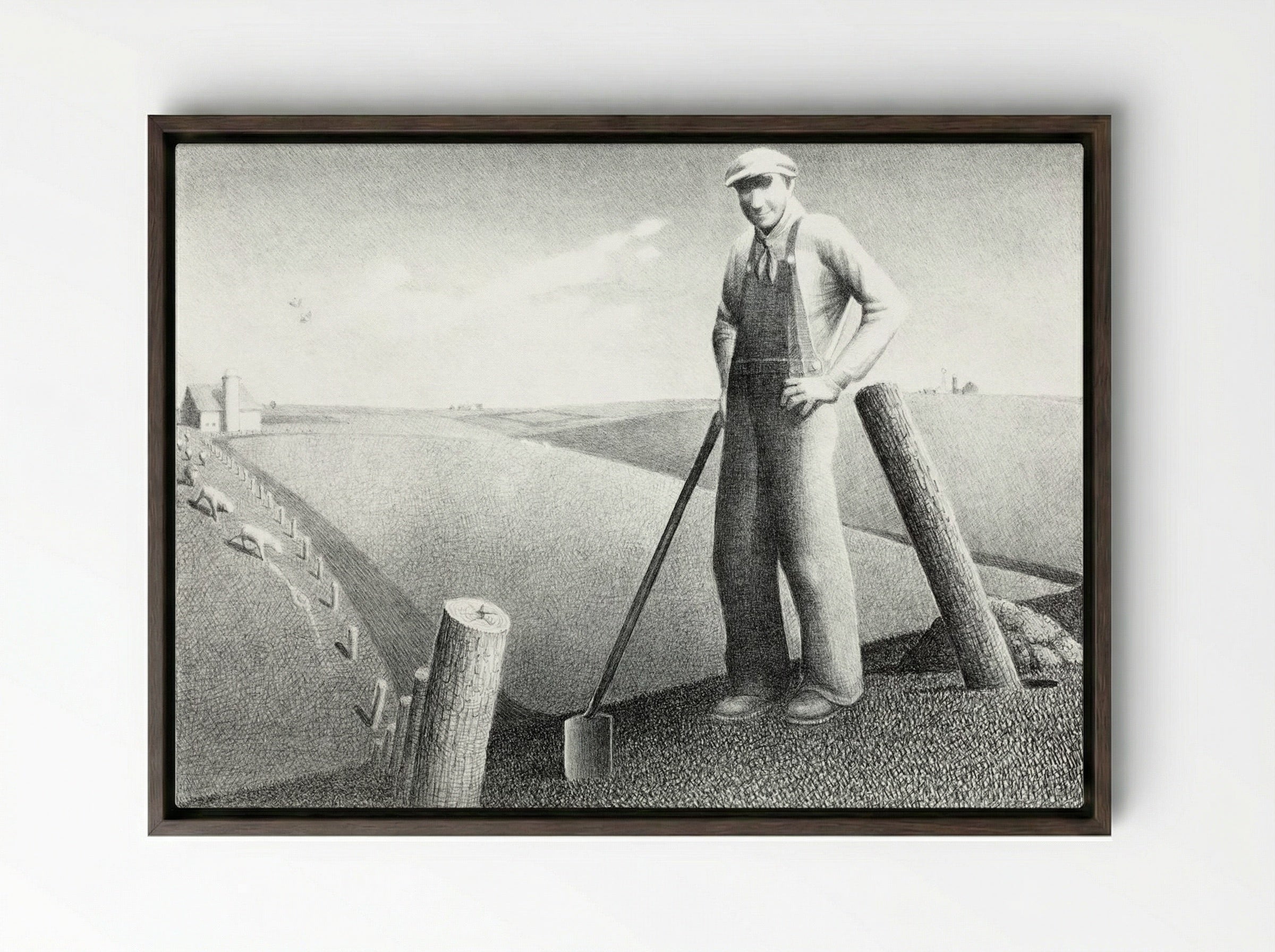 In the Spring - Grant Wood - Framed Canvas Dark Wood