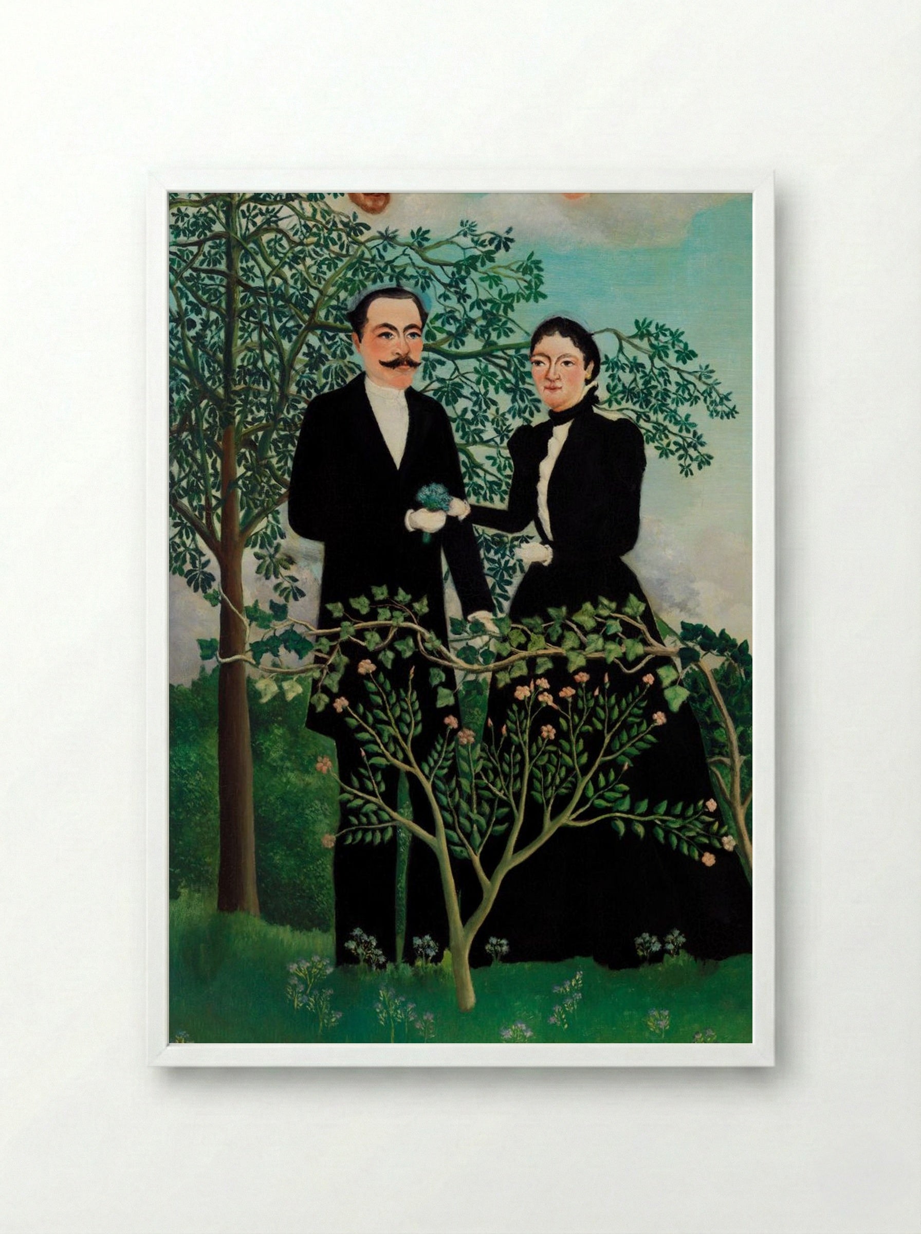 The Past and the Present, or Philosophical Thought - Henri Rousseau - Framed Print White