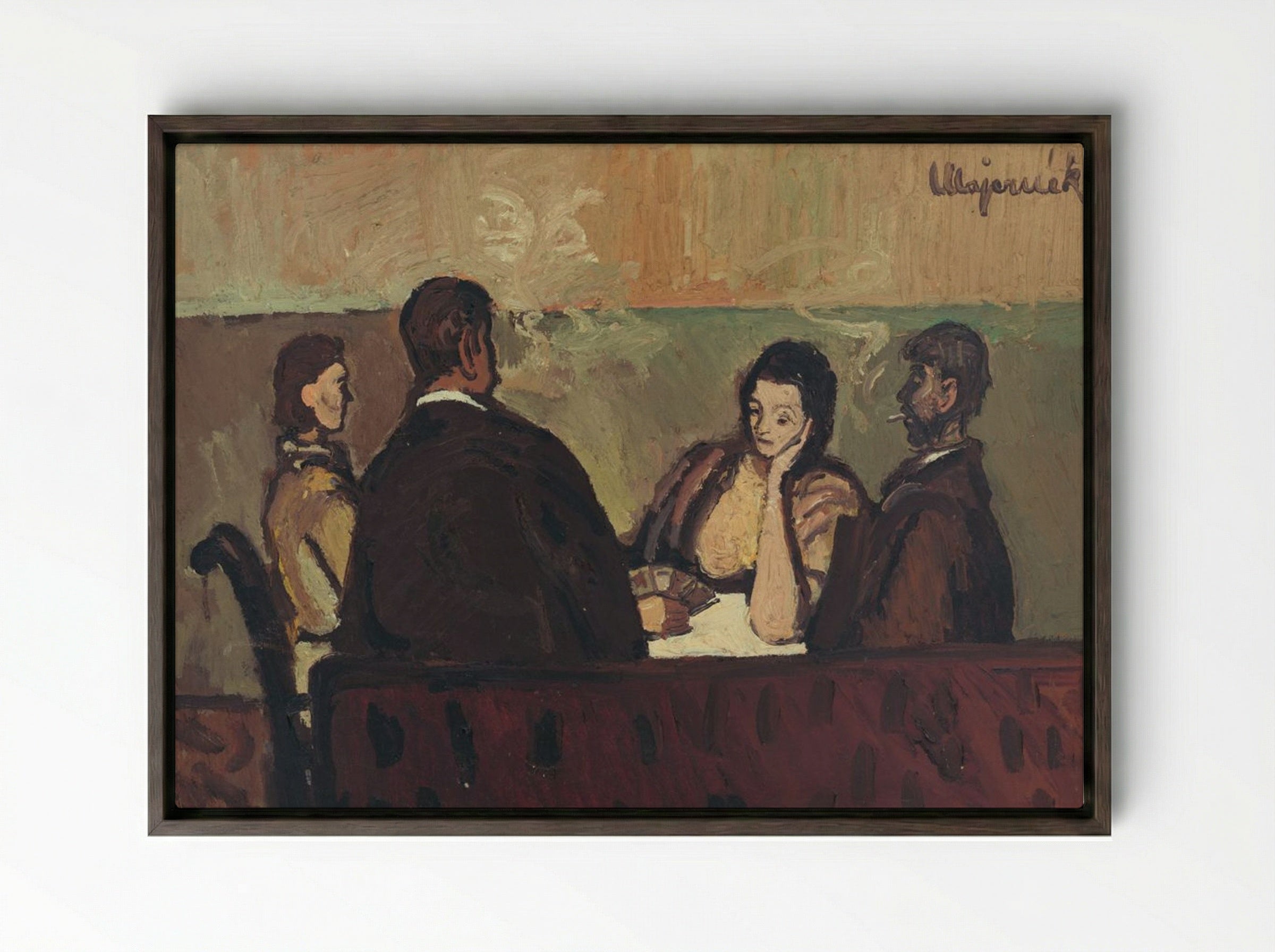 Card Players - Cyprián Majerník - Framed Canvas Dark Wood