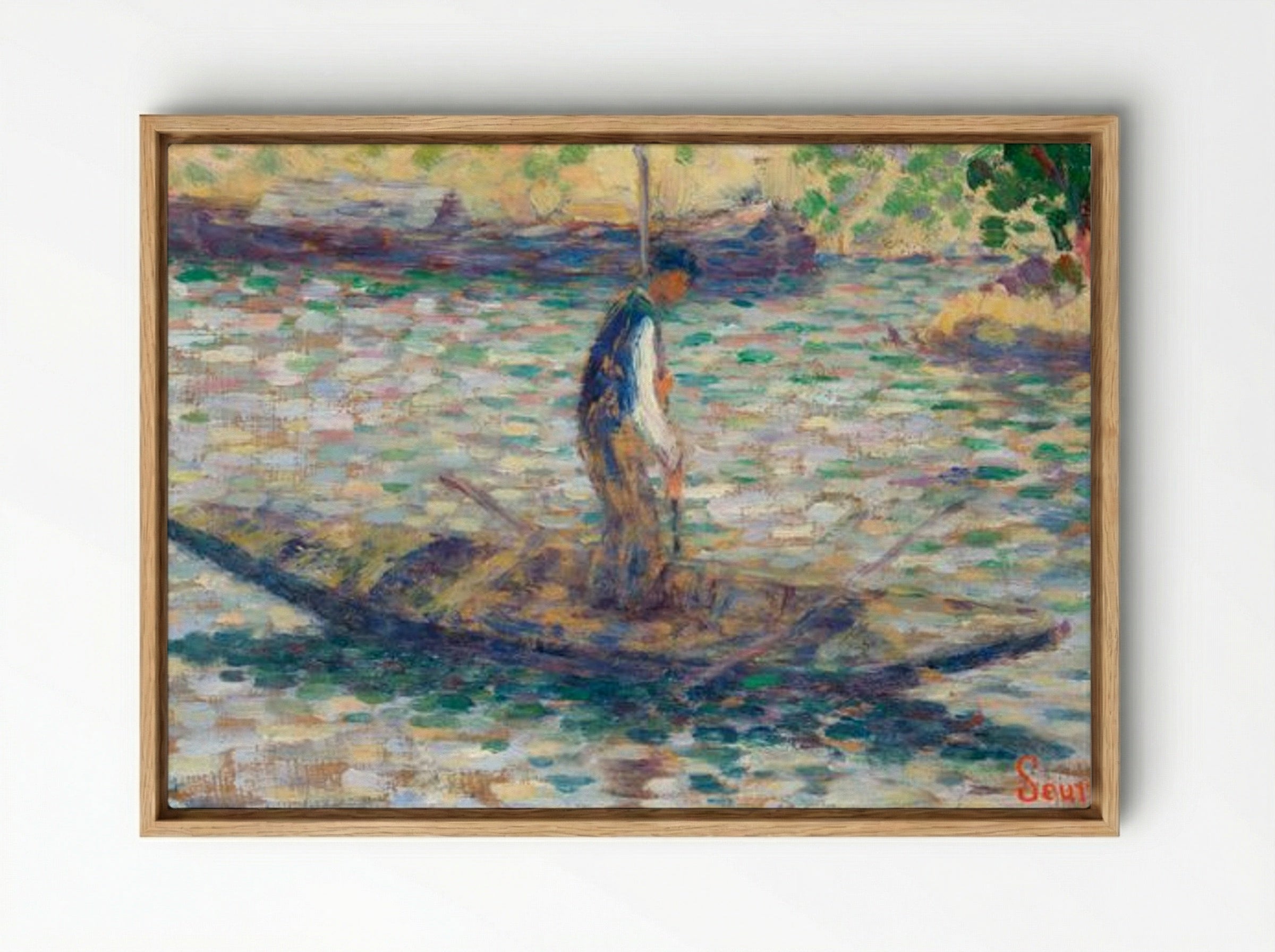A Fisherman - Georges Seurat - Framed Canvas Wood