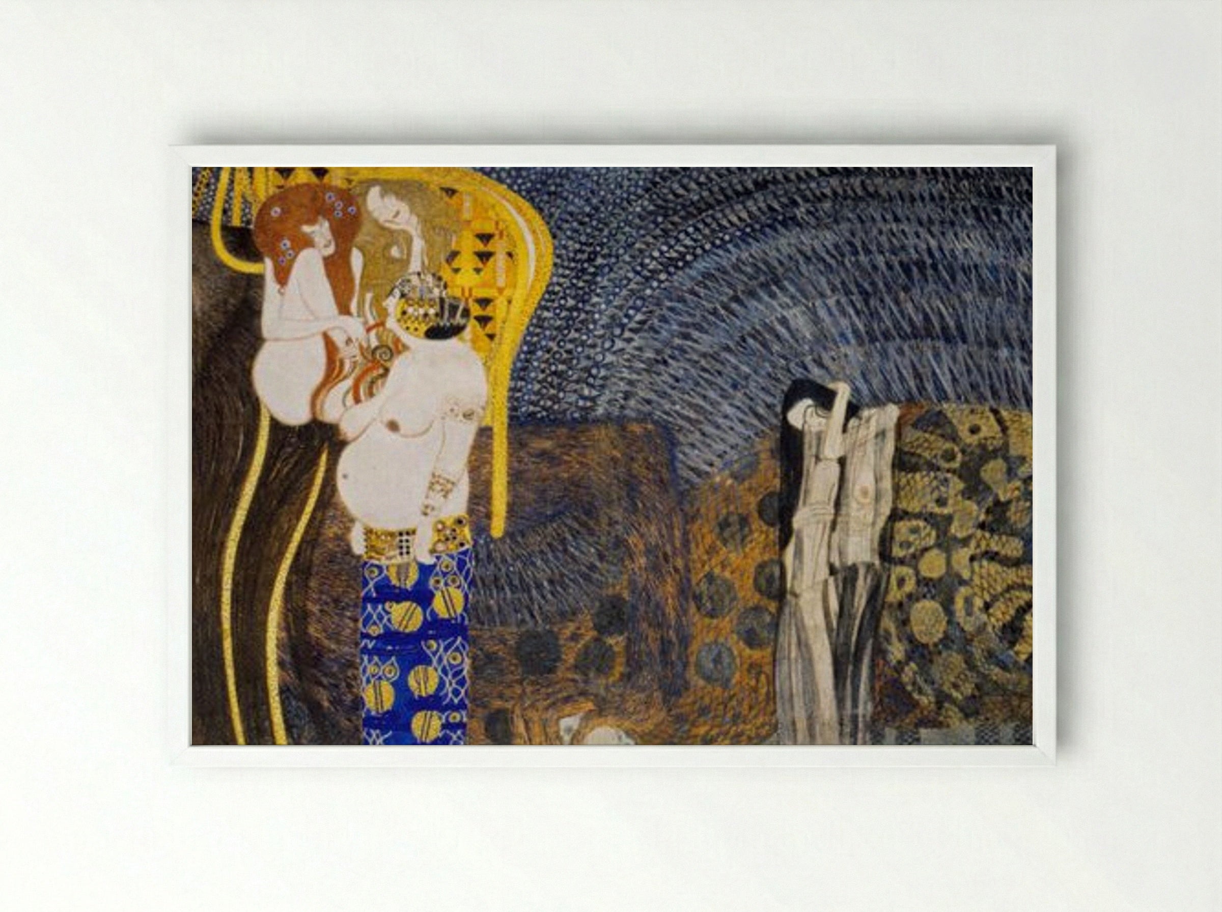 The Hostile Powers - Gustav Klimt - Framed Print White