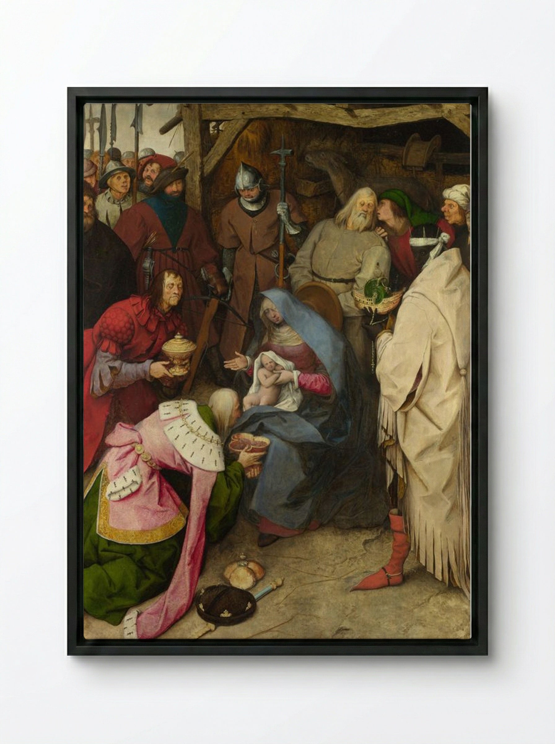 Adoration of the Magi - Pieter Bruegel the Elder - Framed Canvas Black