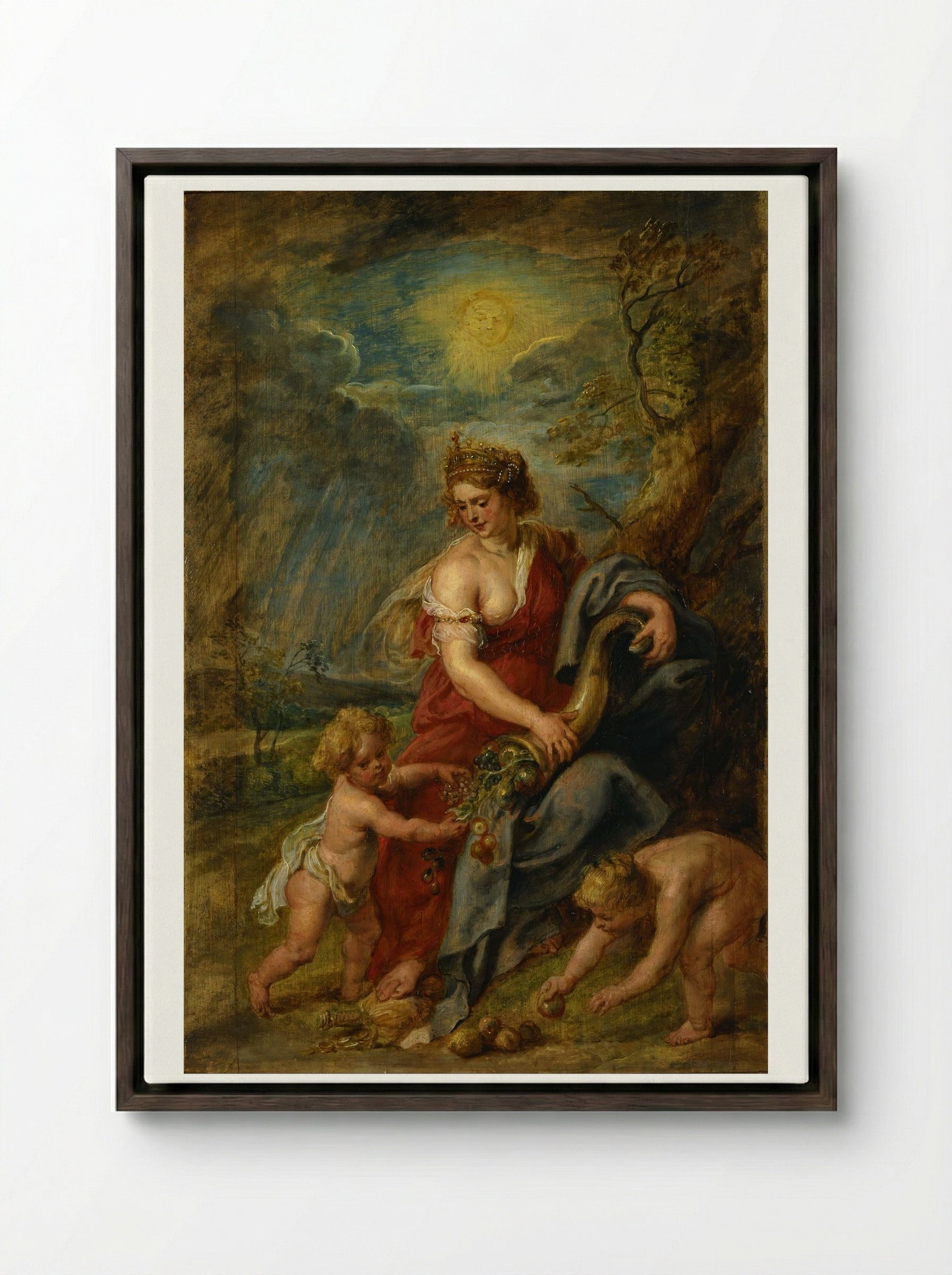 Abundance - Peter Paul Rubens - Framed Canvas Dark Wood