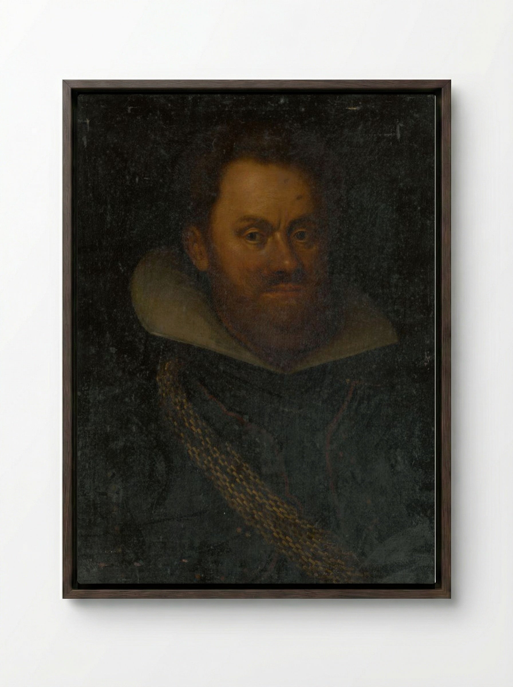 Portrait of an Old Nobleman - Fine Art Print - Framed Canvas Dark Wood