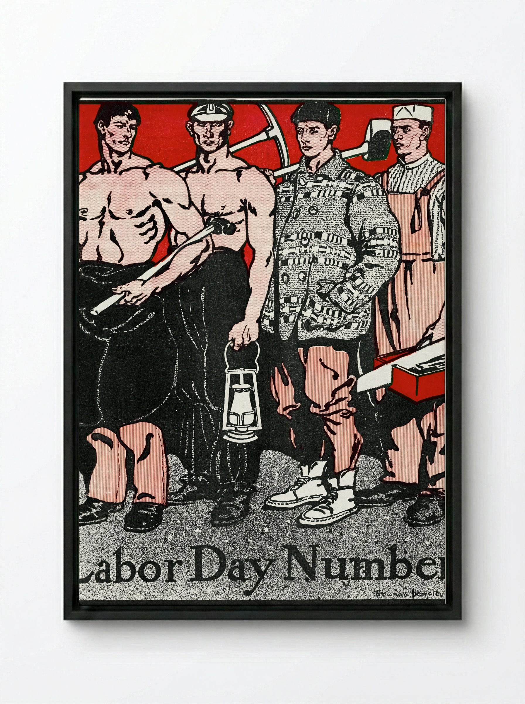 Labour Day Number - Edward Penfield - Framed Canvas Black