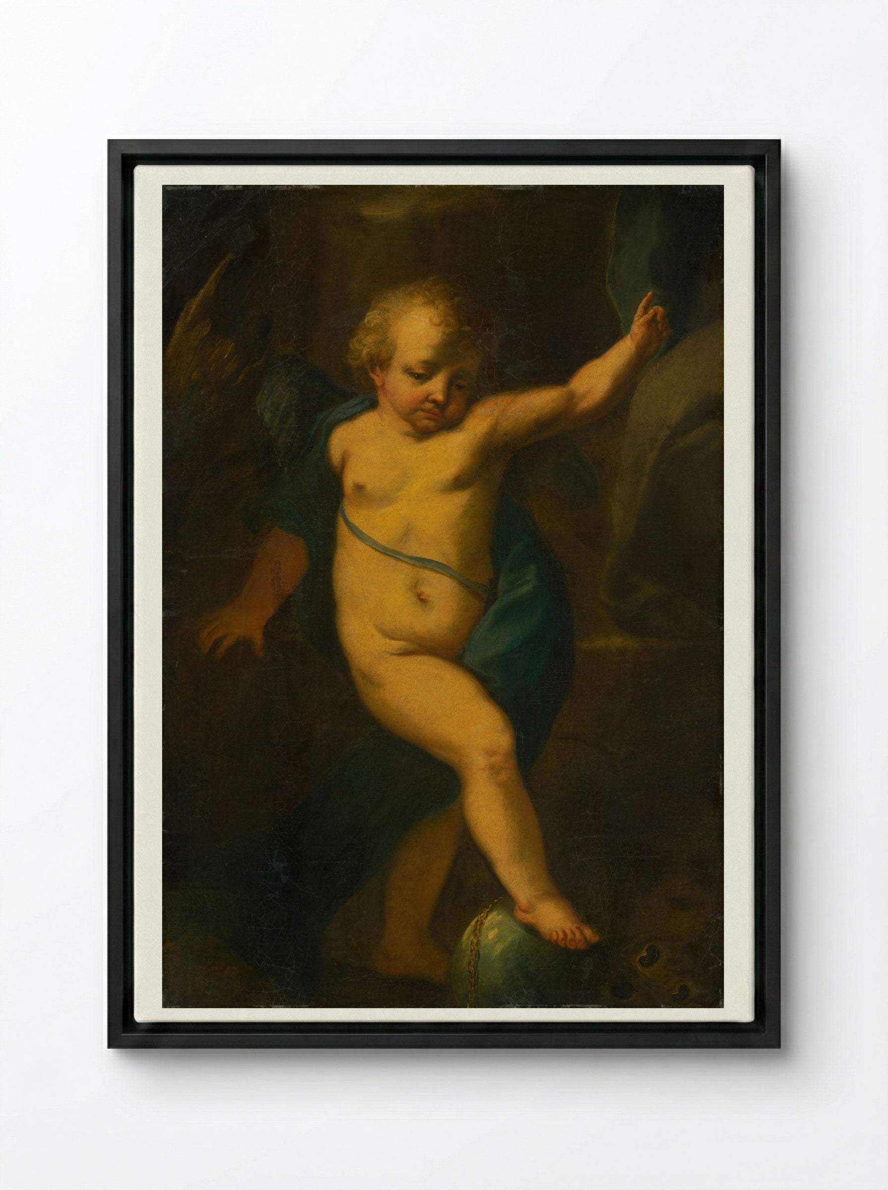 Allegorical Figure of an Angel - Fine Art Print - Framed Canvas Black