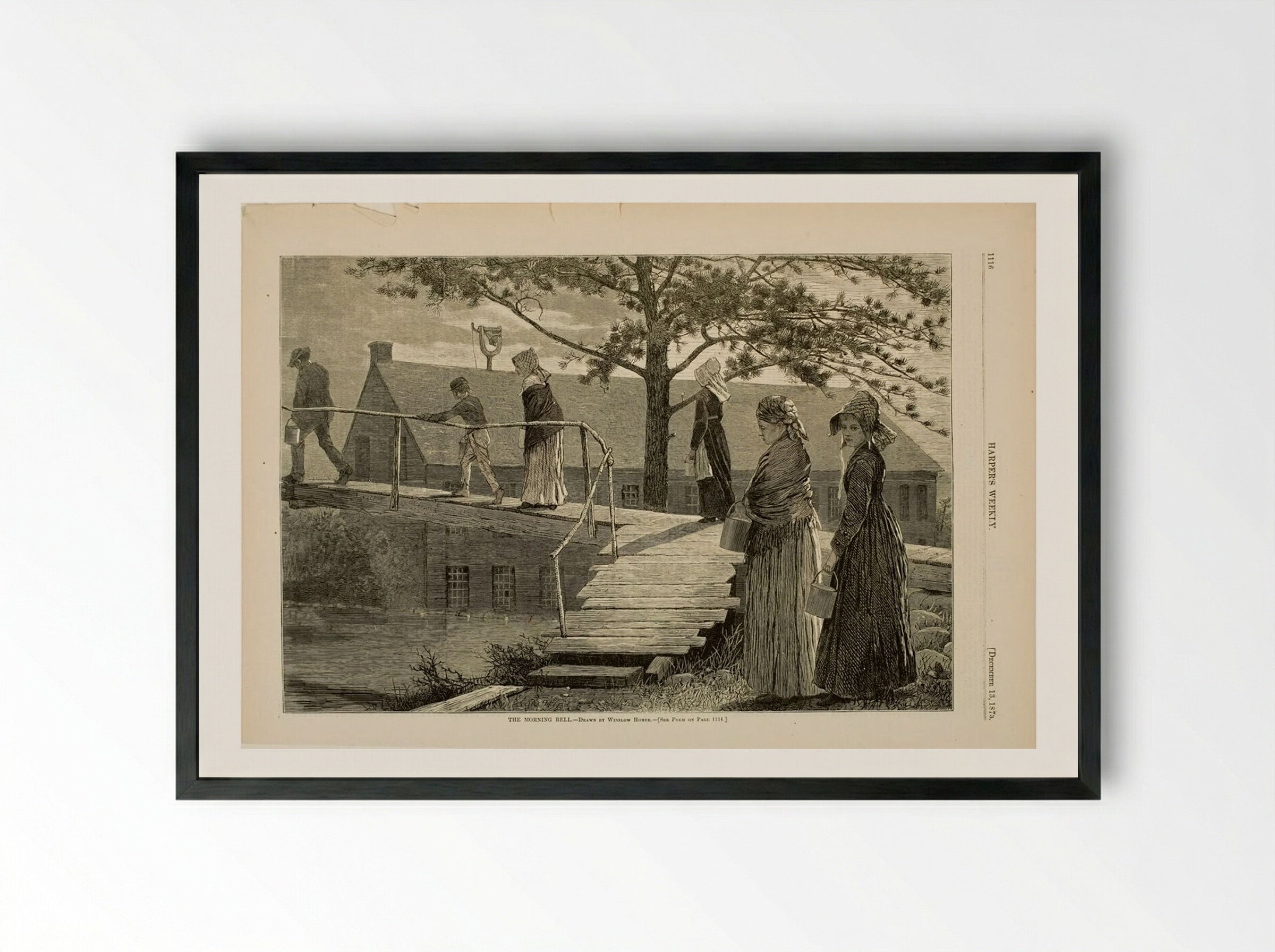 The Morning Bell - Winslow Homer - Framed Print Black