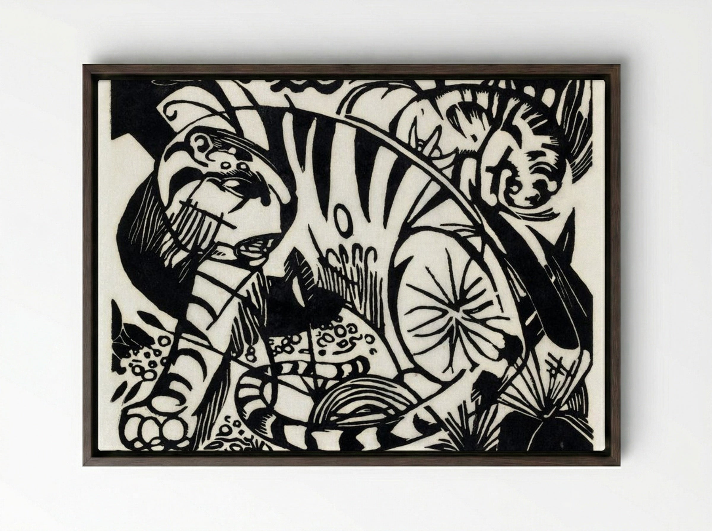 Tiger - Franz Marc - Framed Canvas Dark Wood