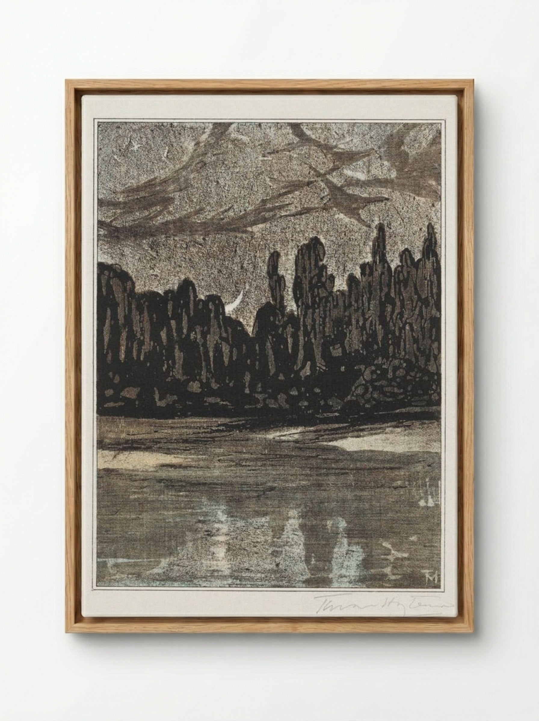 Nocturnal Landscape with Migratory Birds - Theo van Hoytema - Framed Canvas Wood