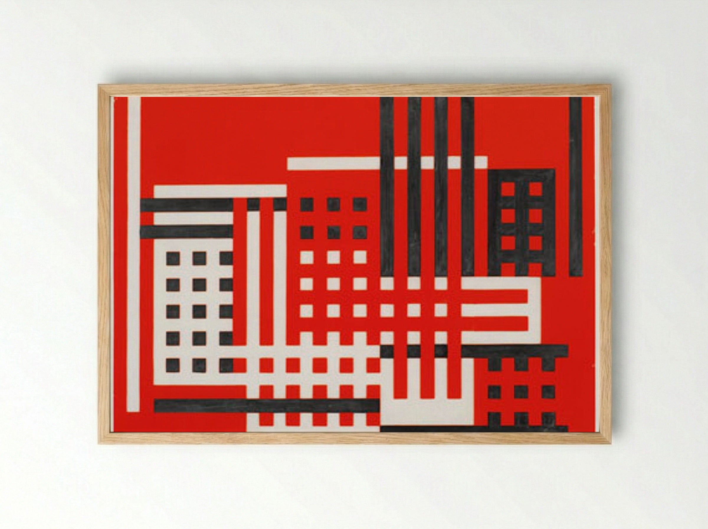 Untitled (Factory Abstraction, Red, Black and White) - Fine Art Print - Framed Print Wood
