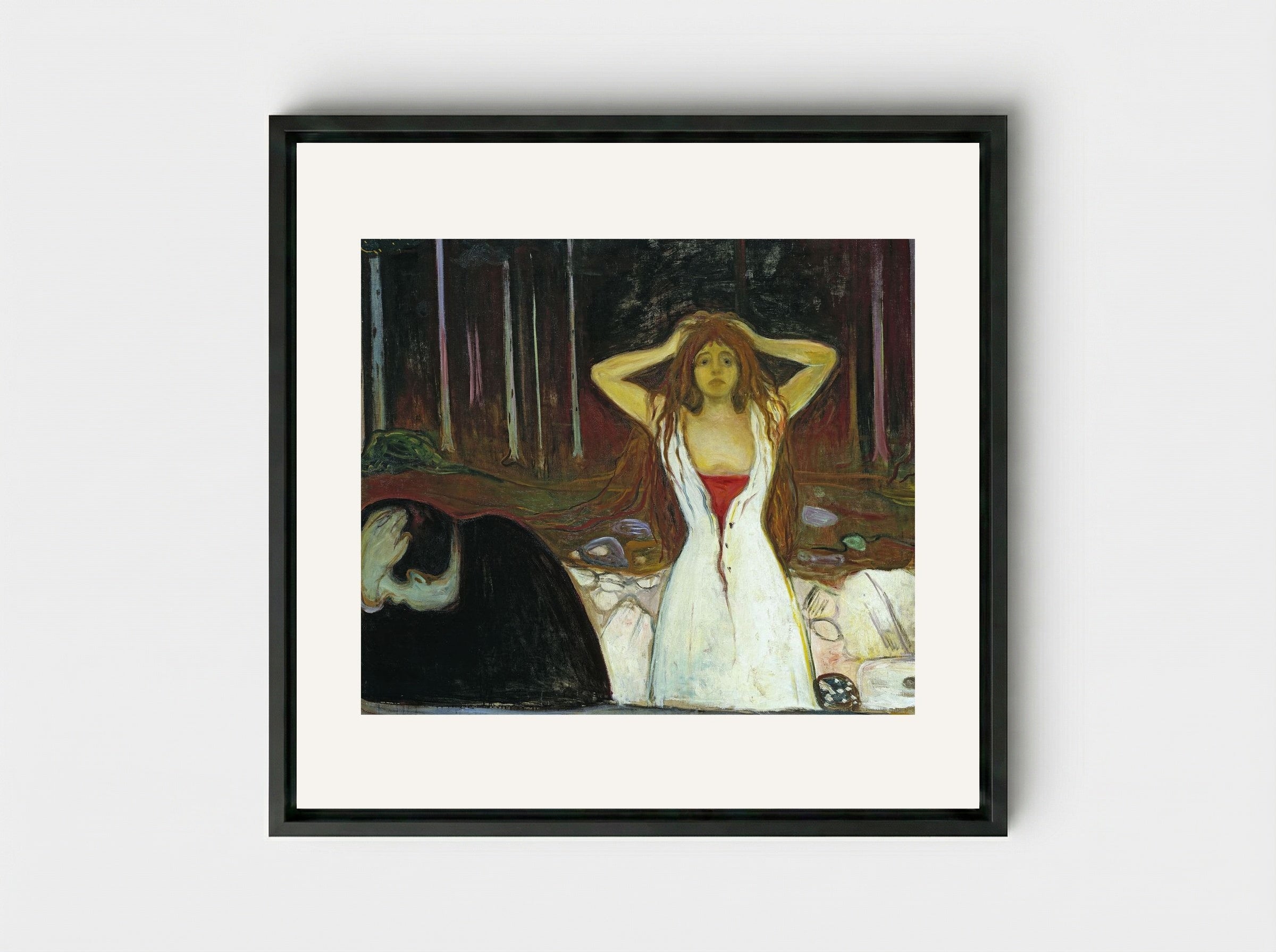 Ashes - Edvard Munch - Framed Canvas Black