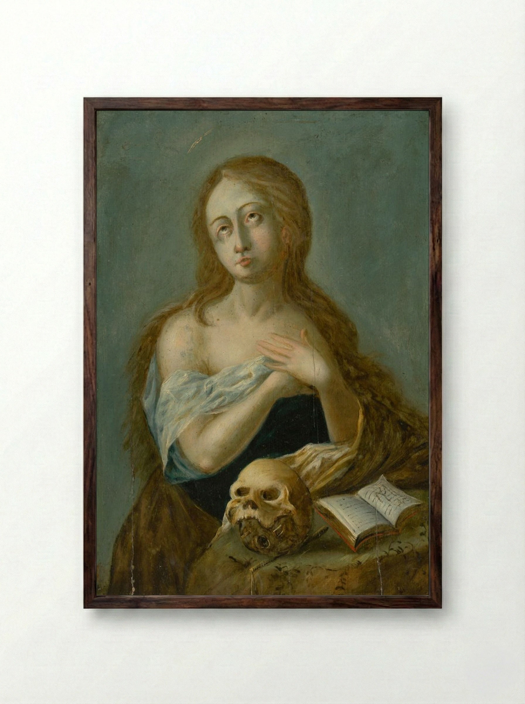 The Penitent Magdalene - Georges de La Tour - Framed Print Dark Wood