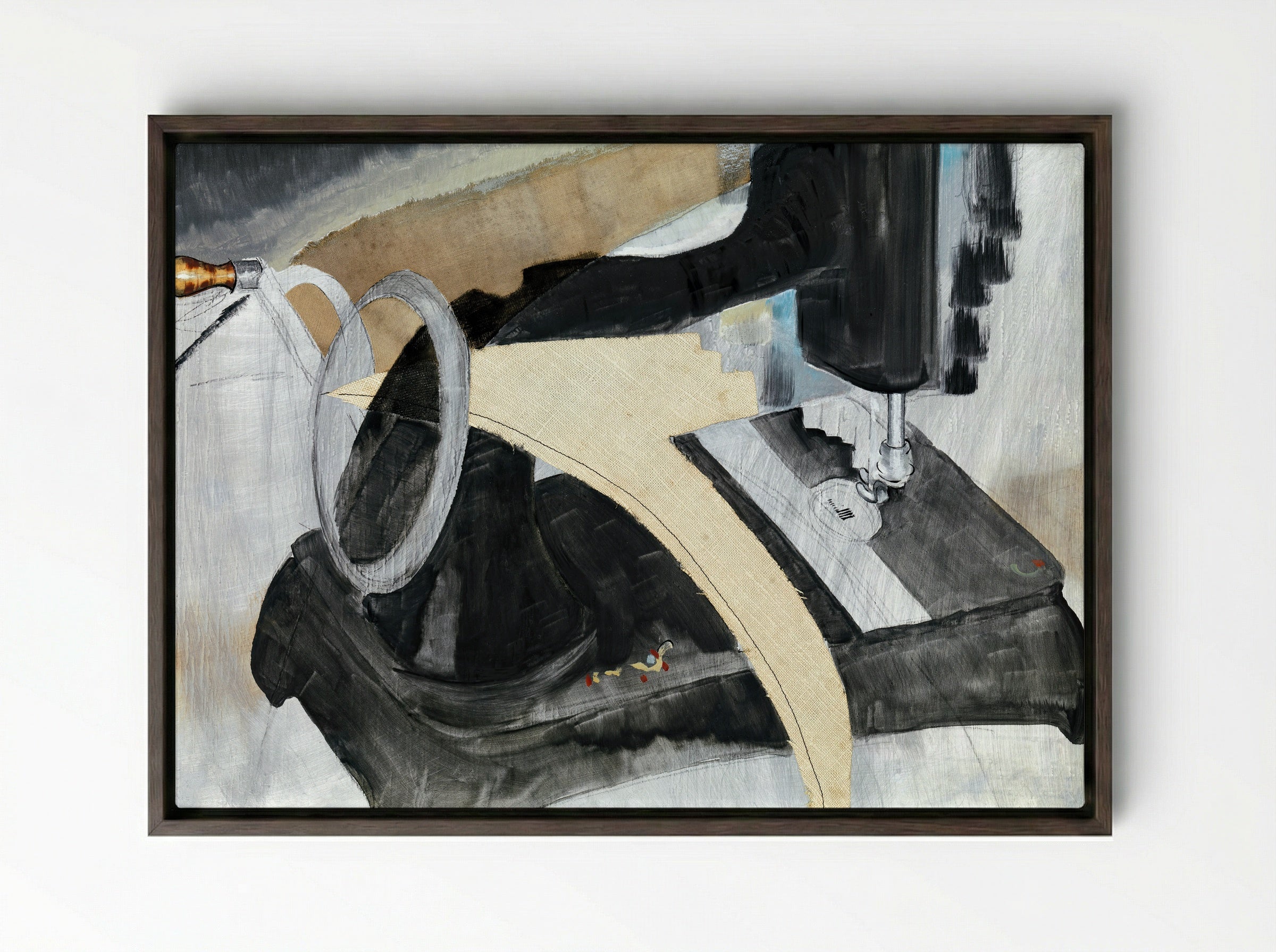 Dove's Hand Sewing Machine - Arthur Dove - Framed Canvas Dark Wood